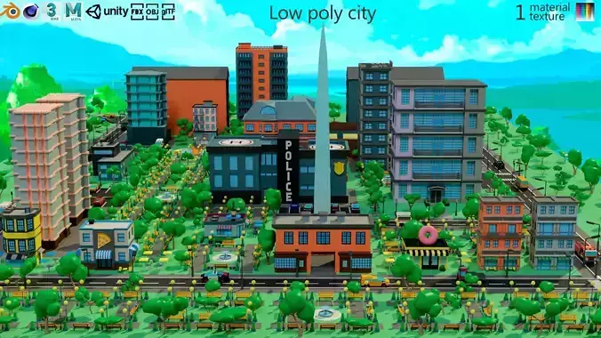 Low poly city Low-poly 3D model