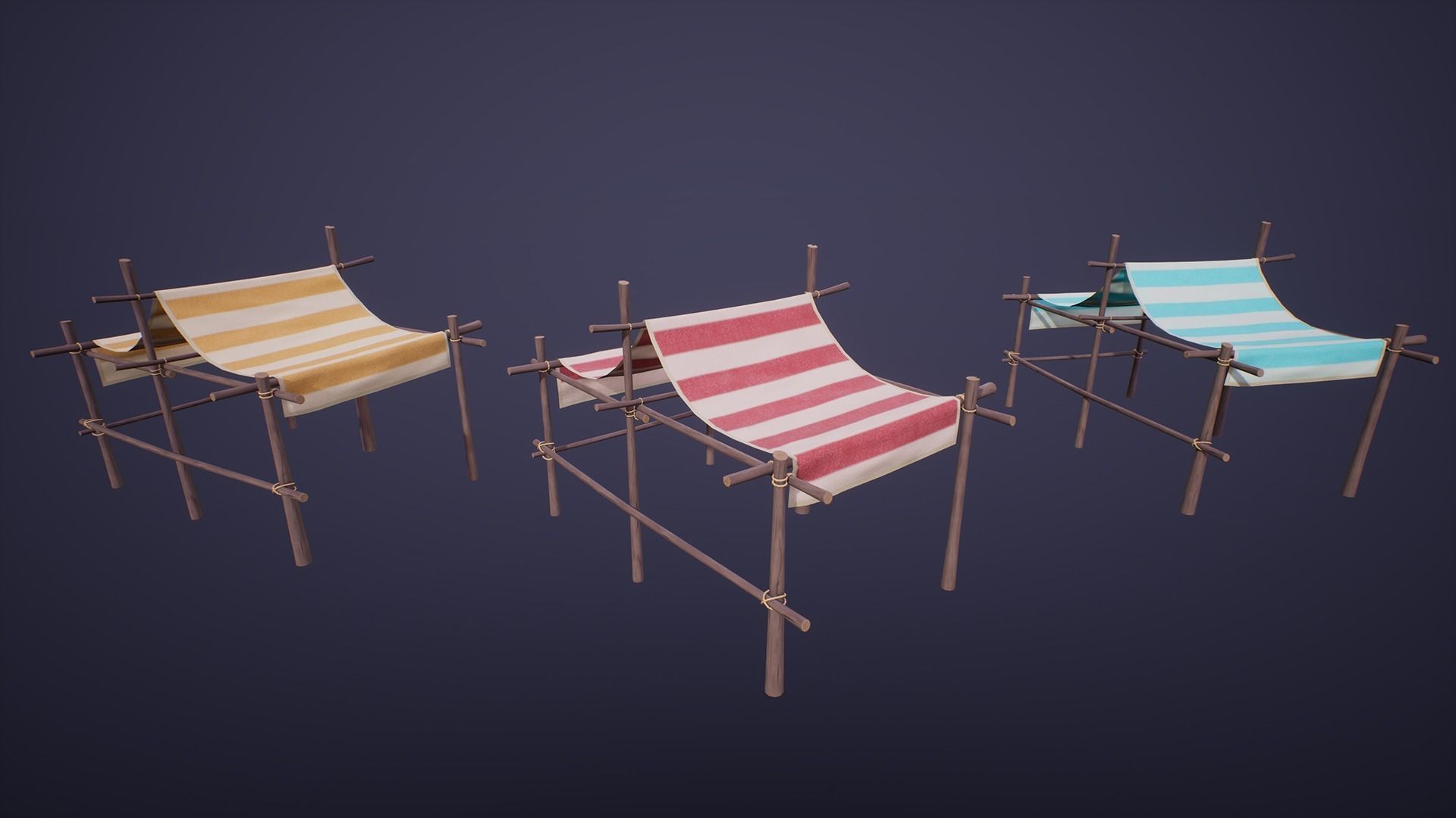 Stylized Medium Market Stall Low-poly 3D model_4