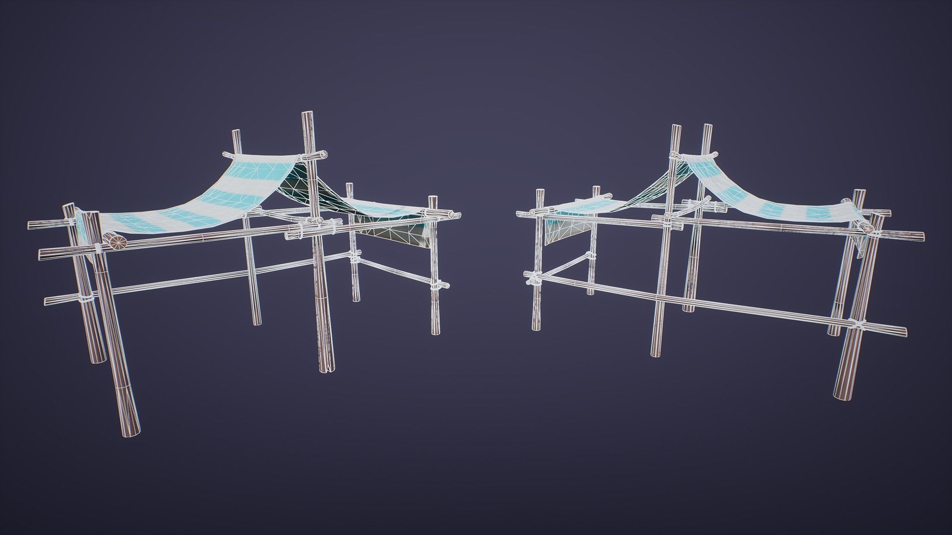 Stylized Medium Market Stall Low-poly 3D model_3