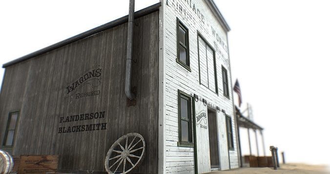 Western Buildings Collection Low-poly 3D model 3