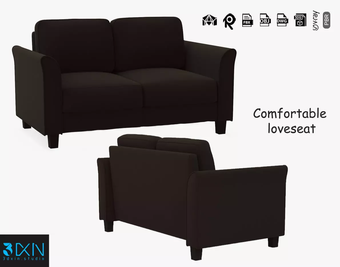 Lifestyle Solutions Watford Loveseat 3D model_0