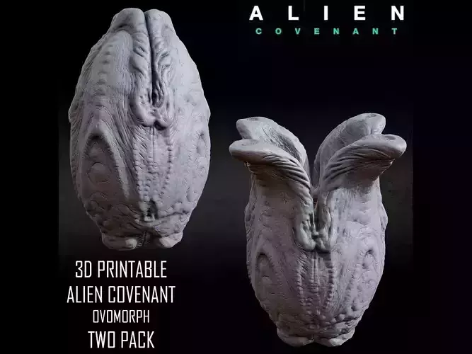 3D PRINTABLE ALIEN COVENANT CLOSED AND OPEN EGG 3D print model