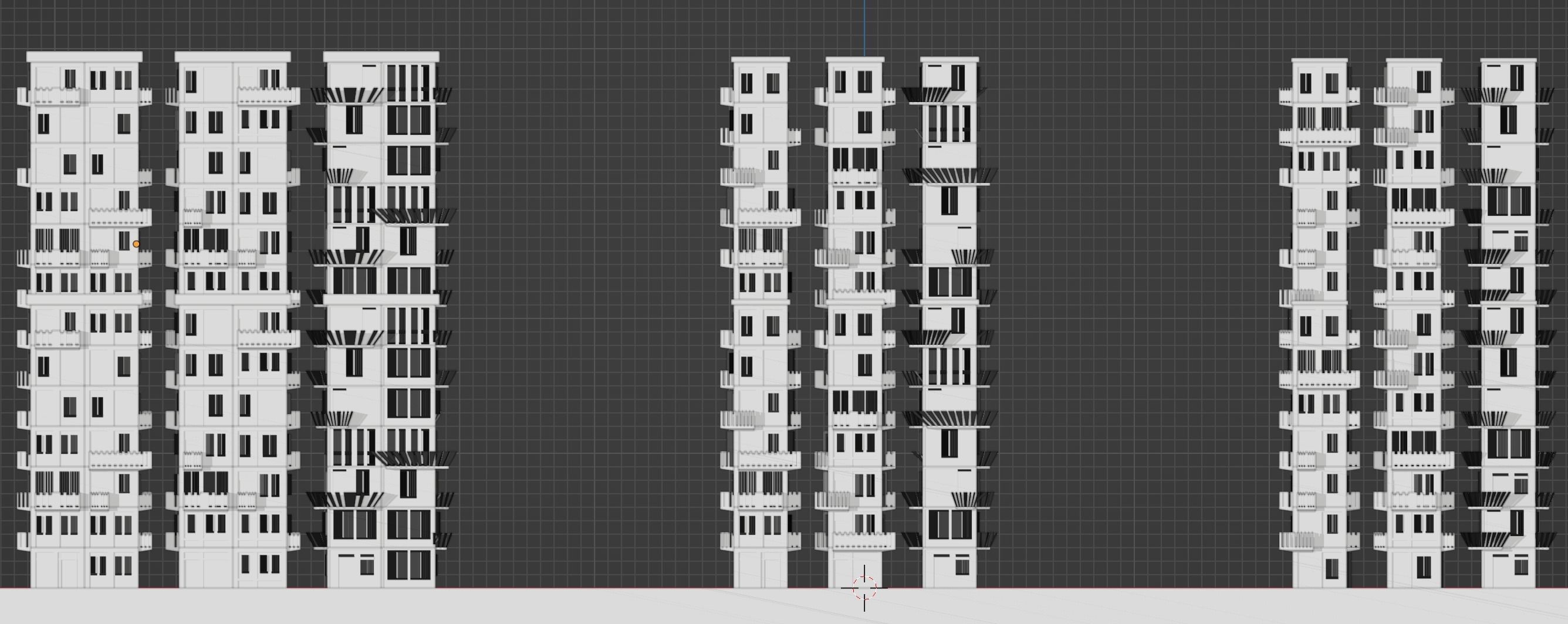 Modular Building Set Low-poly 3D model_2