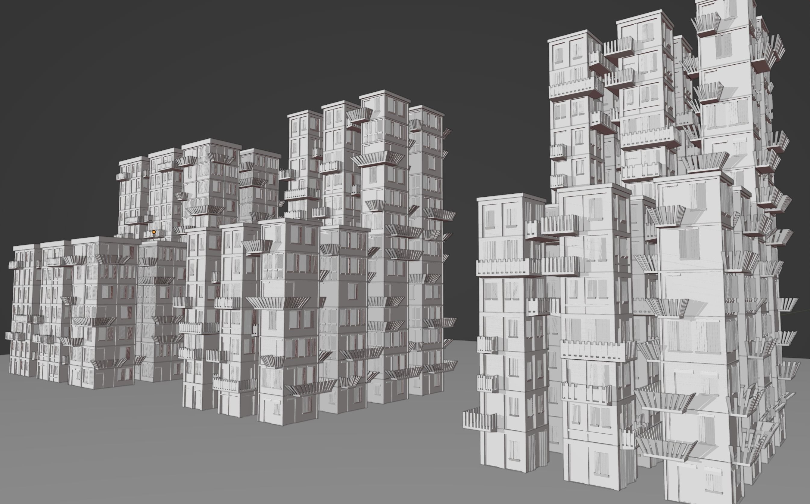 Modular Building Set Low-poly 3D model_6