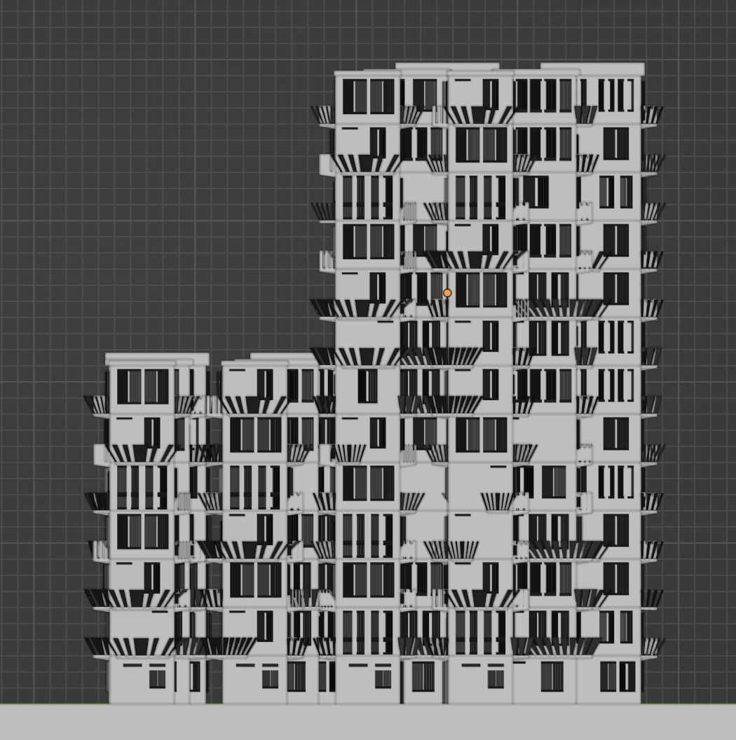 Modular Building Set Low-poly 3D model_3