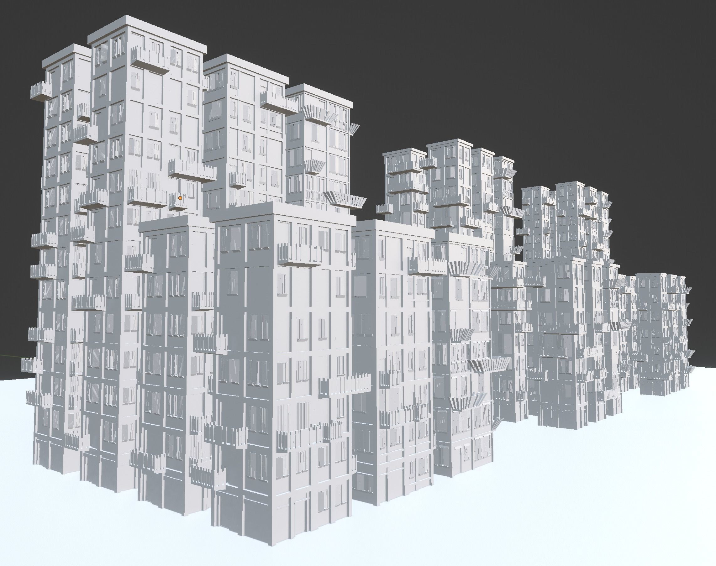 Modular Building Set Low-poly 3D model_4