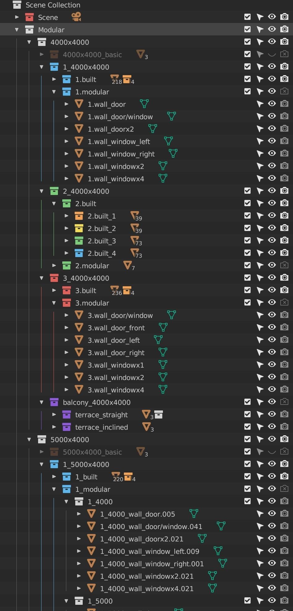 Modular Building Set Low-poly 3D model_7