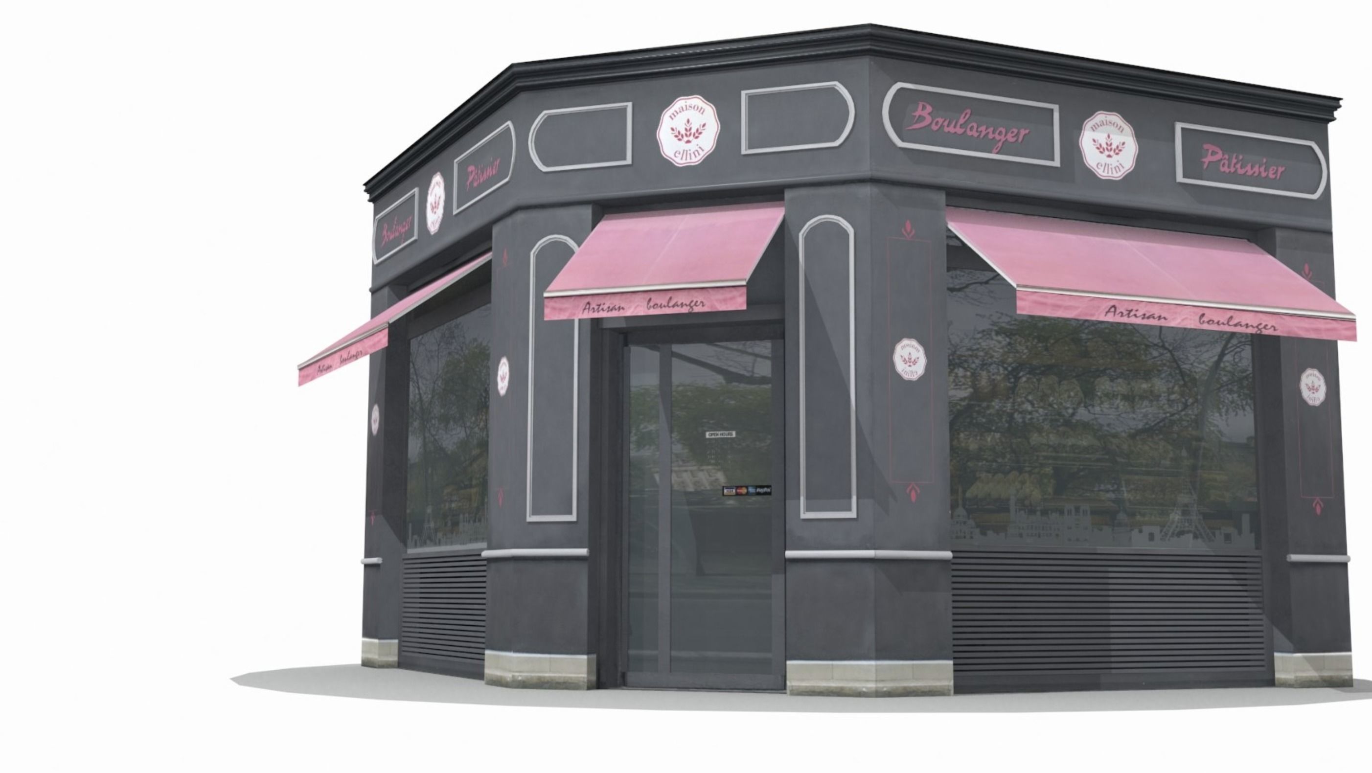 Store Facades Collection Low-poly 3D model_17