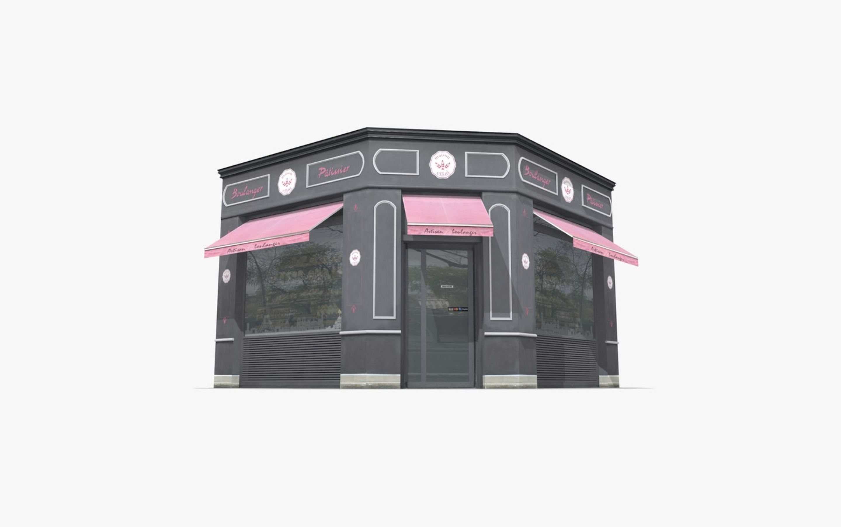Store Facades Collection Low-poly 3D model_1