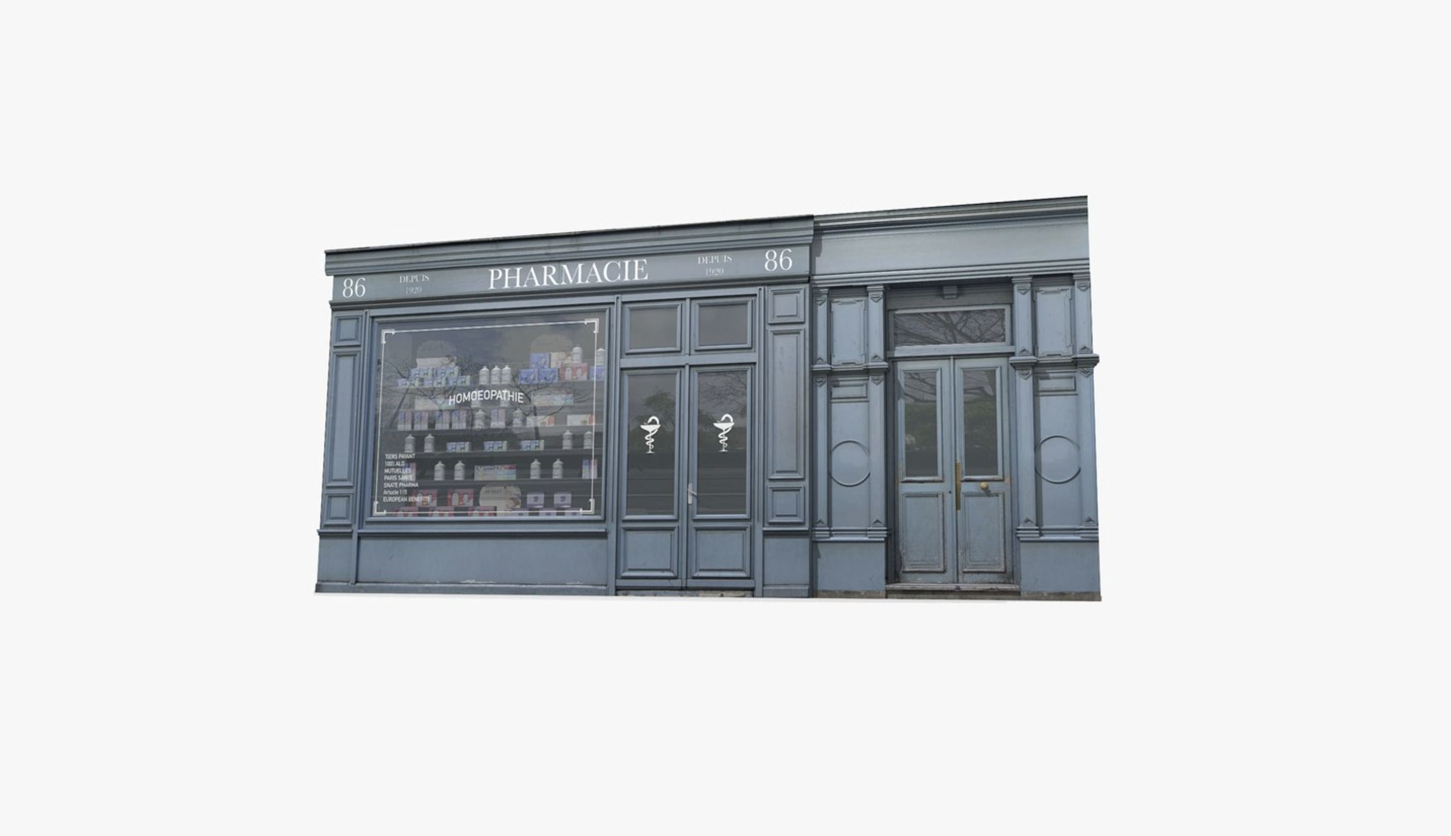 Store Facades Collection Low-poly 3D model_4