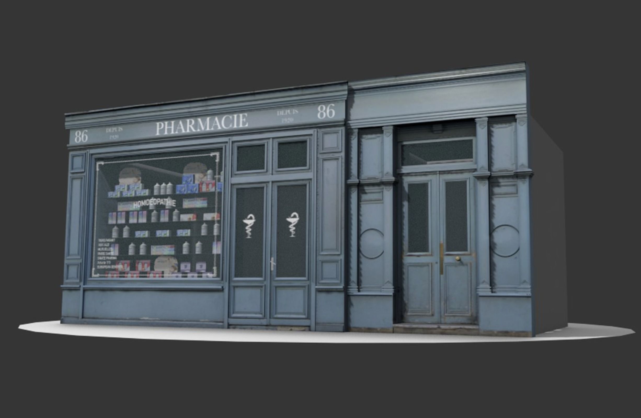 Store Facades Collection Low-poly 3D model_13