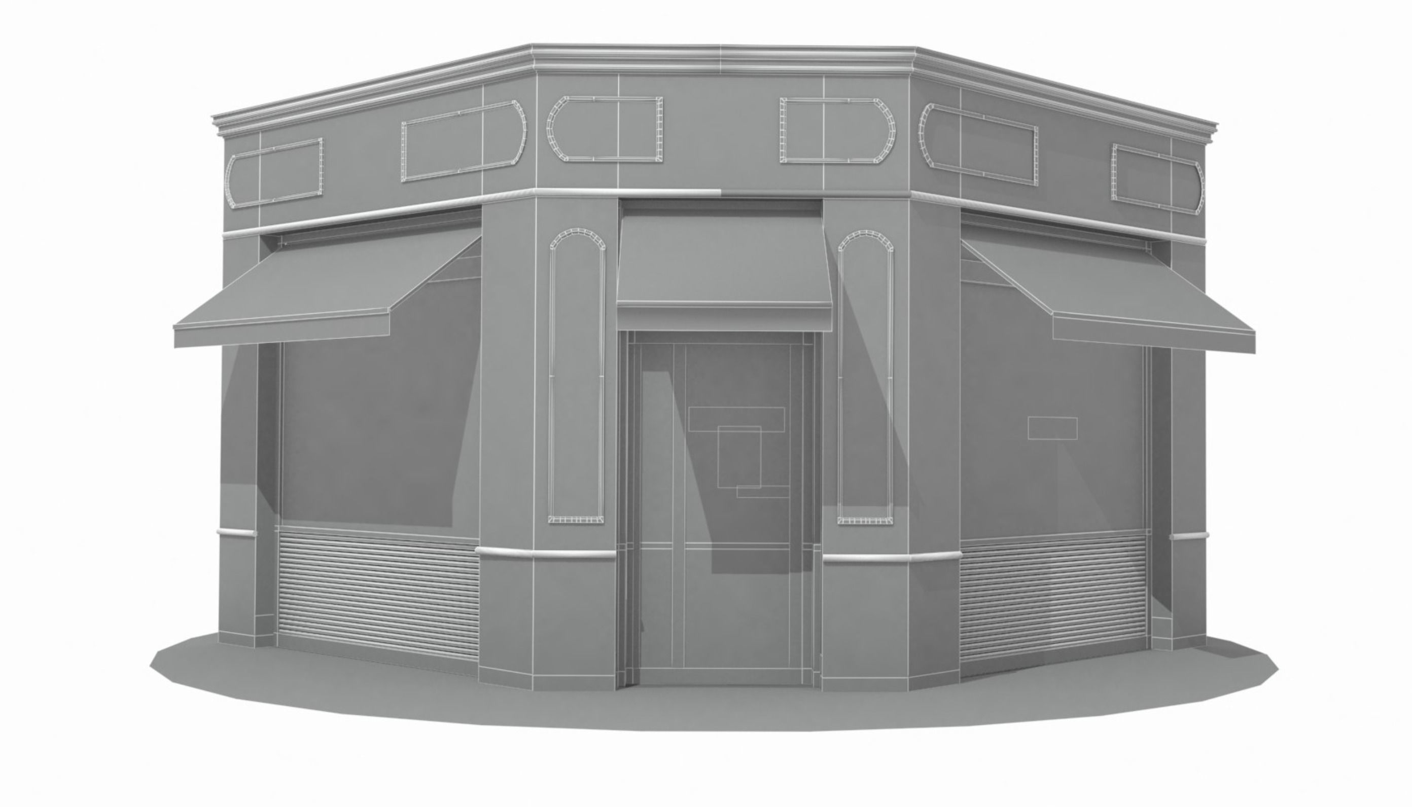 Store Facades Collection Low-poly 3D model_22