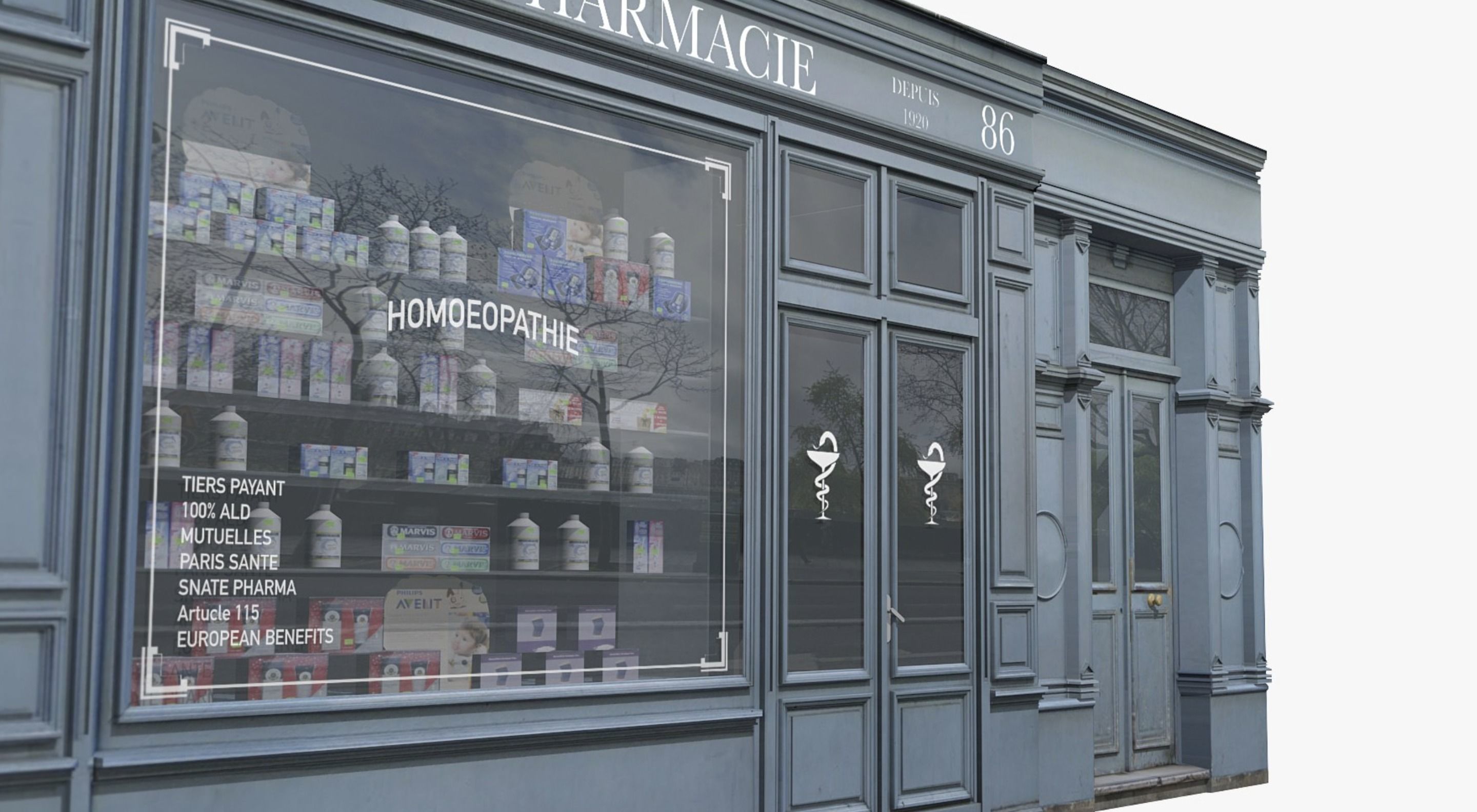 Store Facades Collection Low-poly 3D model_11