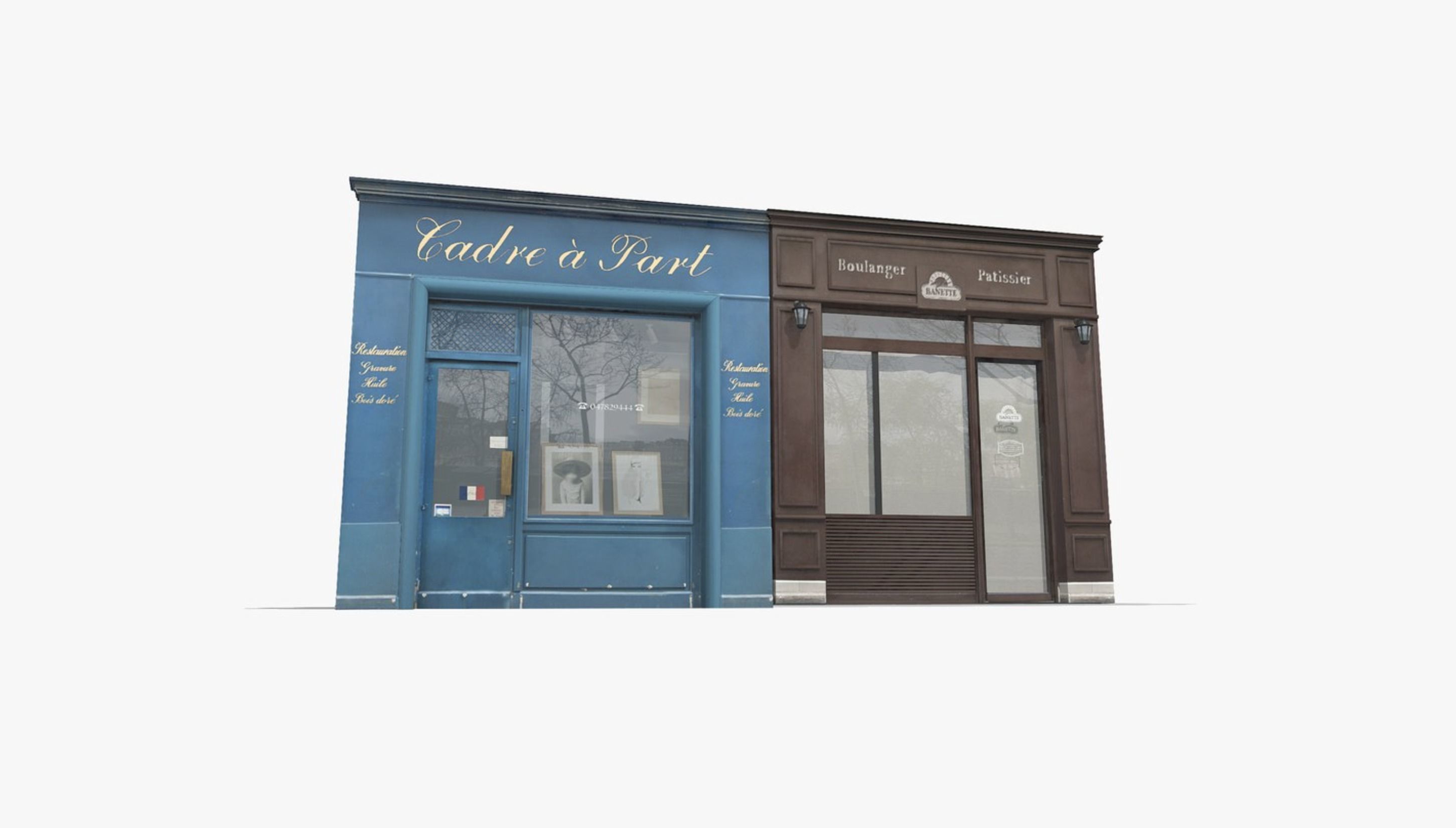 Store Facades Collection Low-poly 3D model_5