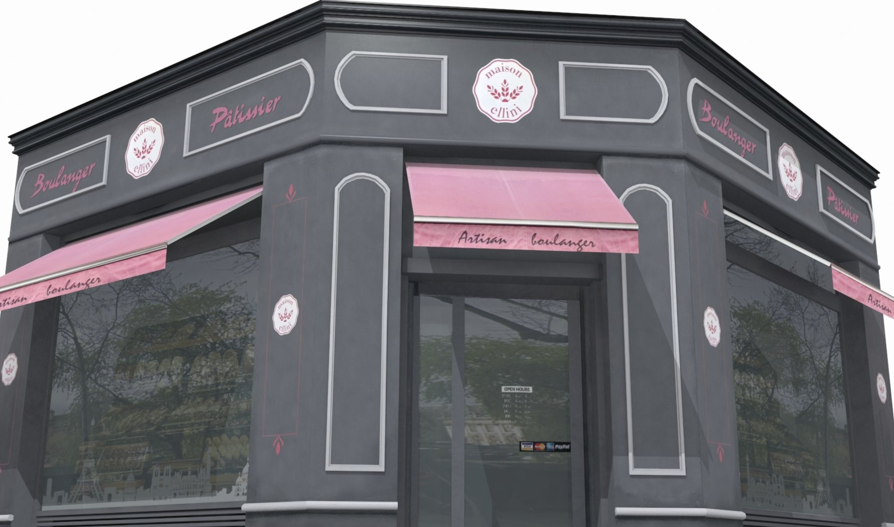 Store Facades Collection Low-poly 3D model_18