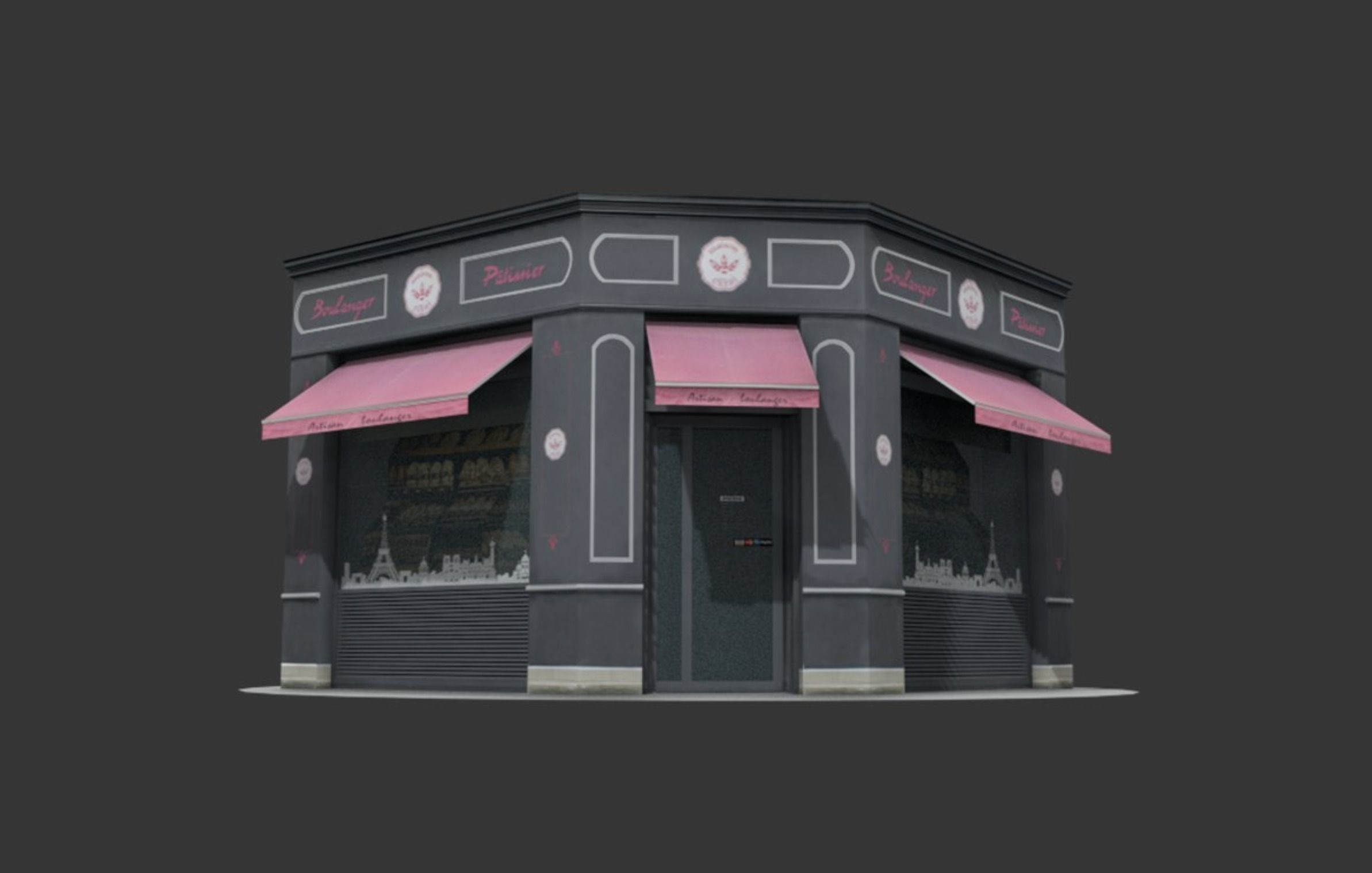 Store Facades Collection Low-poly 3D model_19