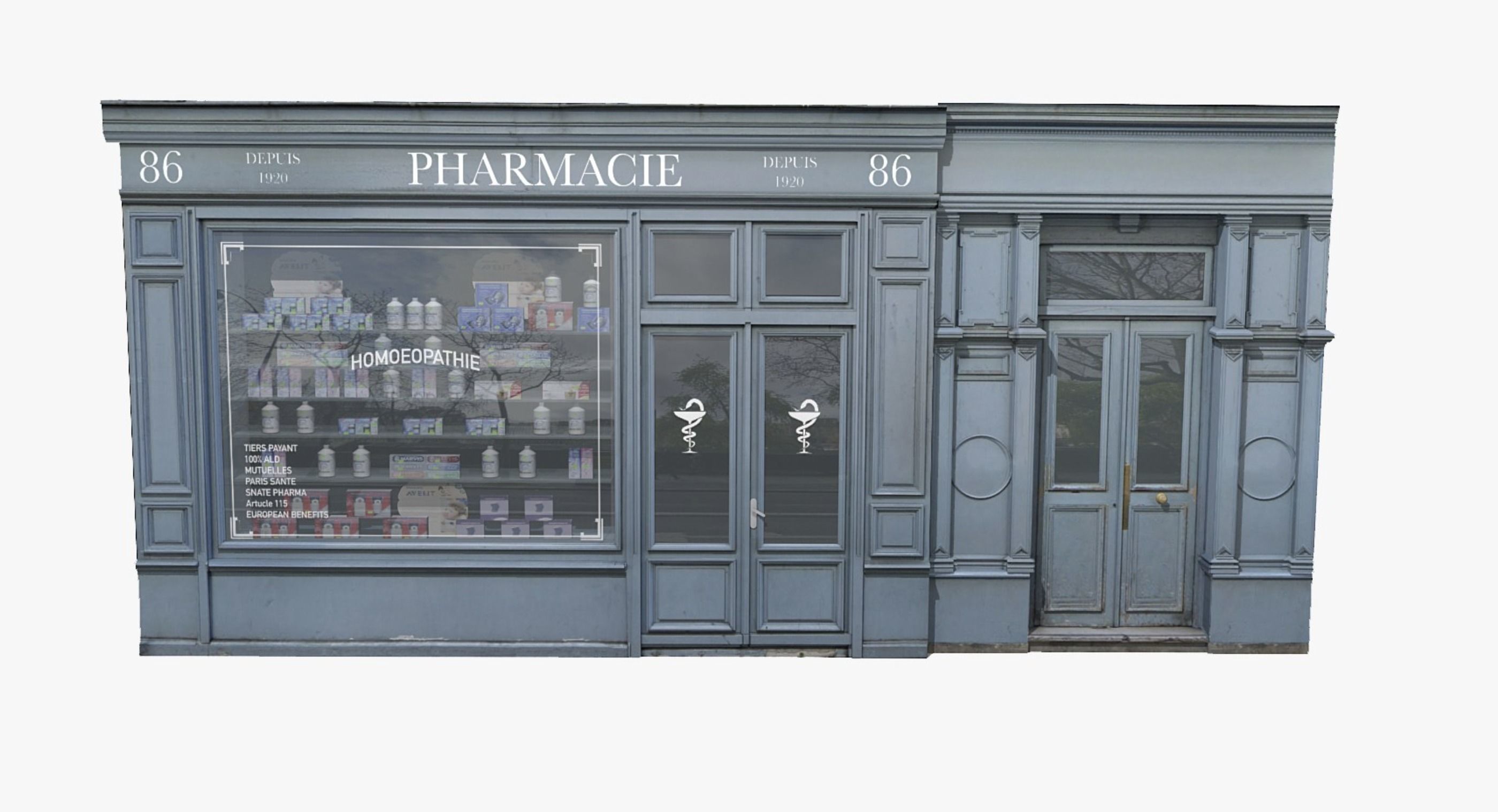Store Facades Collection Low-poly 3D model_12