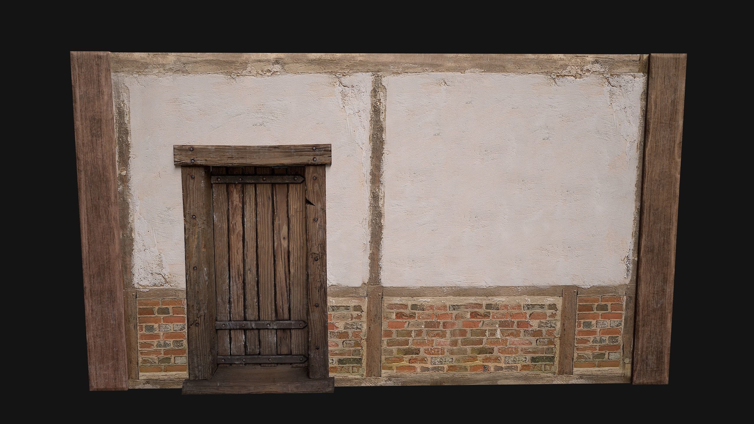 Medieval Door and Wall Low-poly 3D model_12