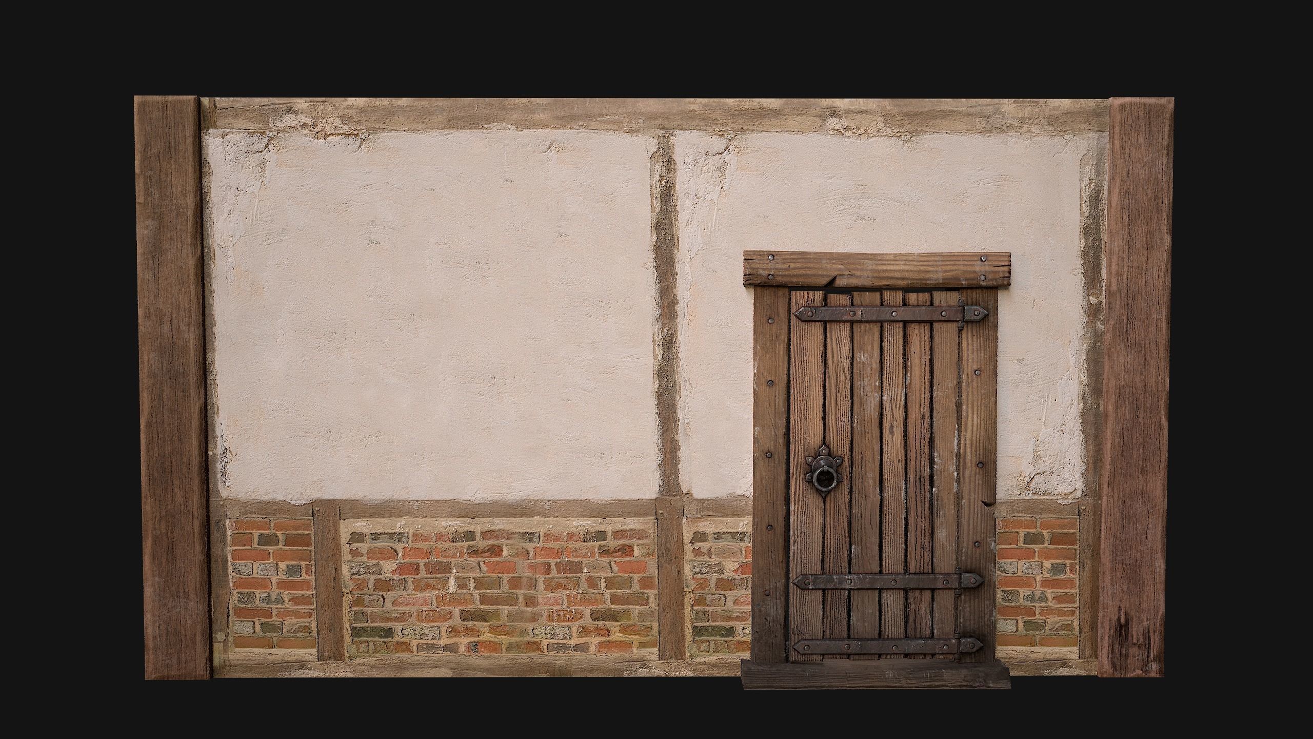 Medieval Door and Wall Low-poly 3D model_14