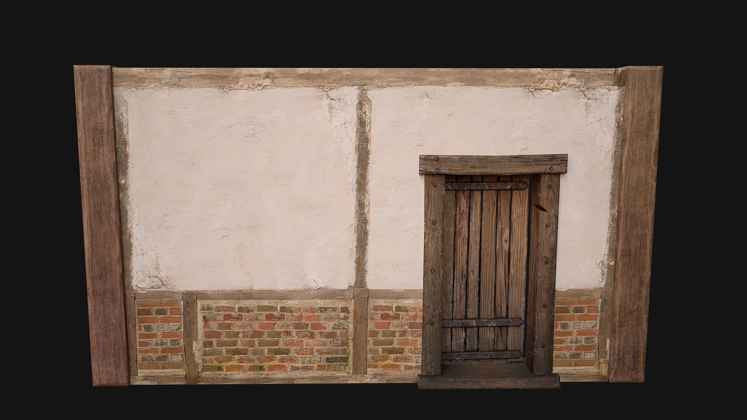 Medieval Door and Wall Low-poly 3D model_17