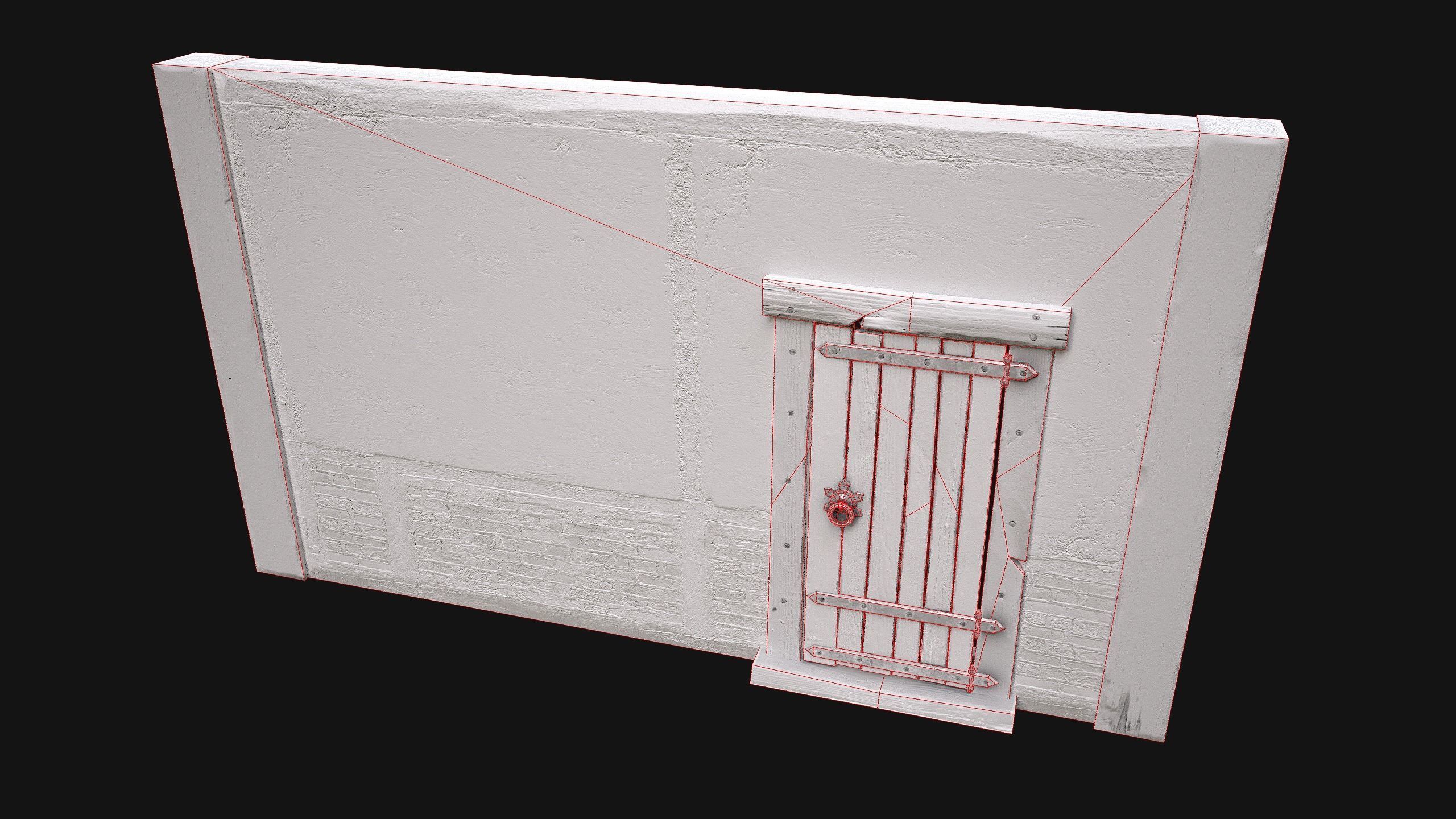 Medieval Door and Wall Low-poly 3D model_20