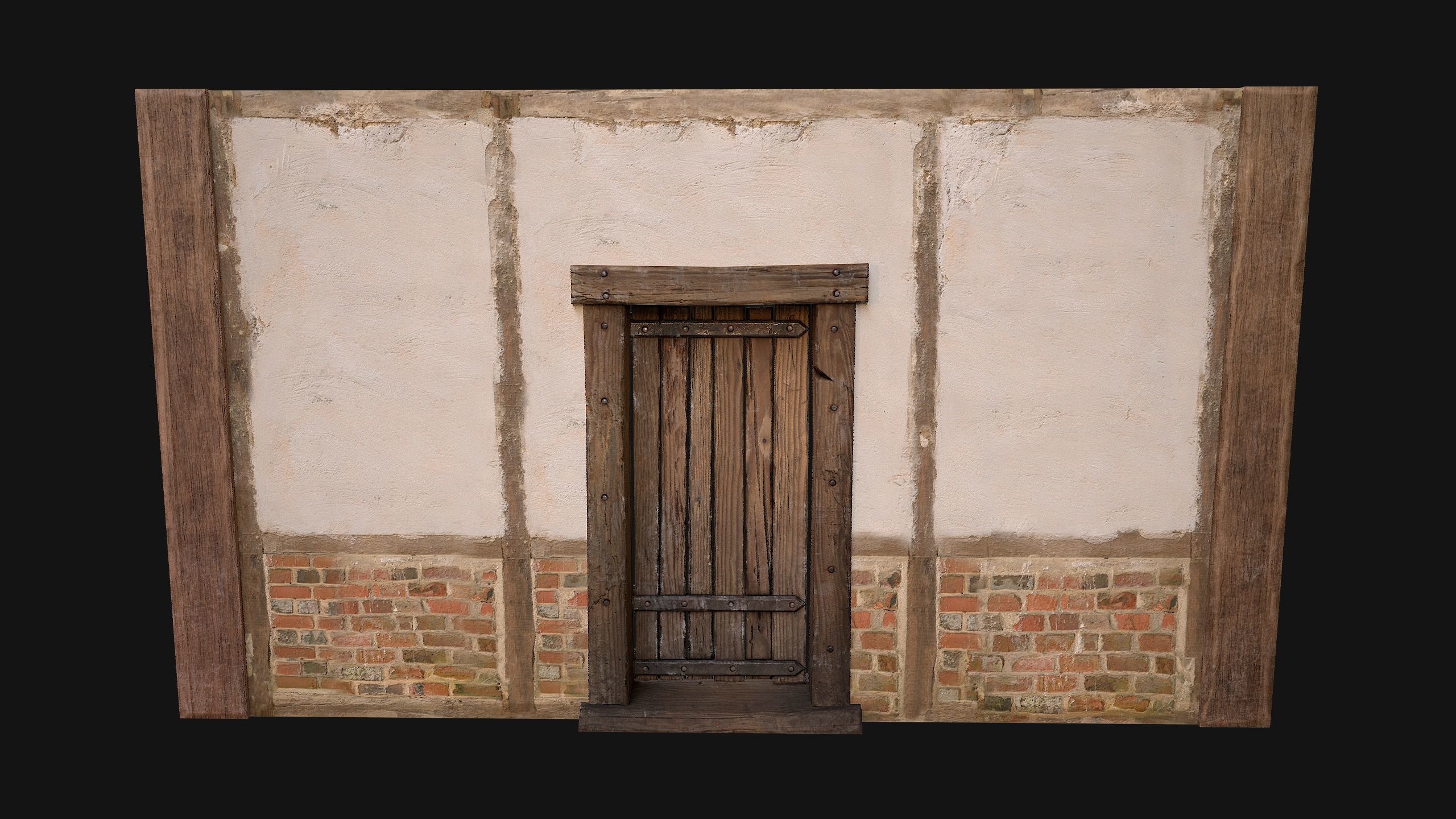 Medieval Door and Wall Low-poly 3D model_8