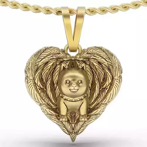 kitty pendant  gold sterling printable jewelry 3D model