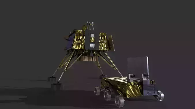Vikram Chandrayan 3 - Chandrayaan and Moon rover 3D model 3D model