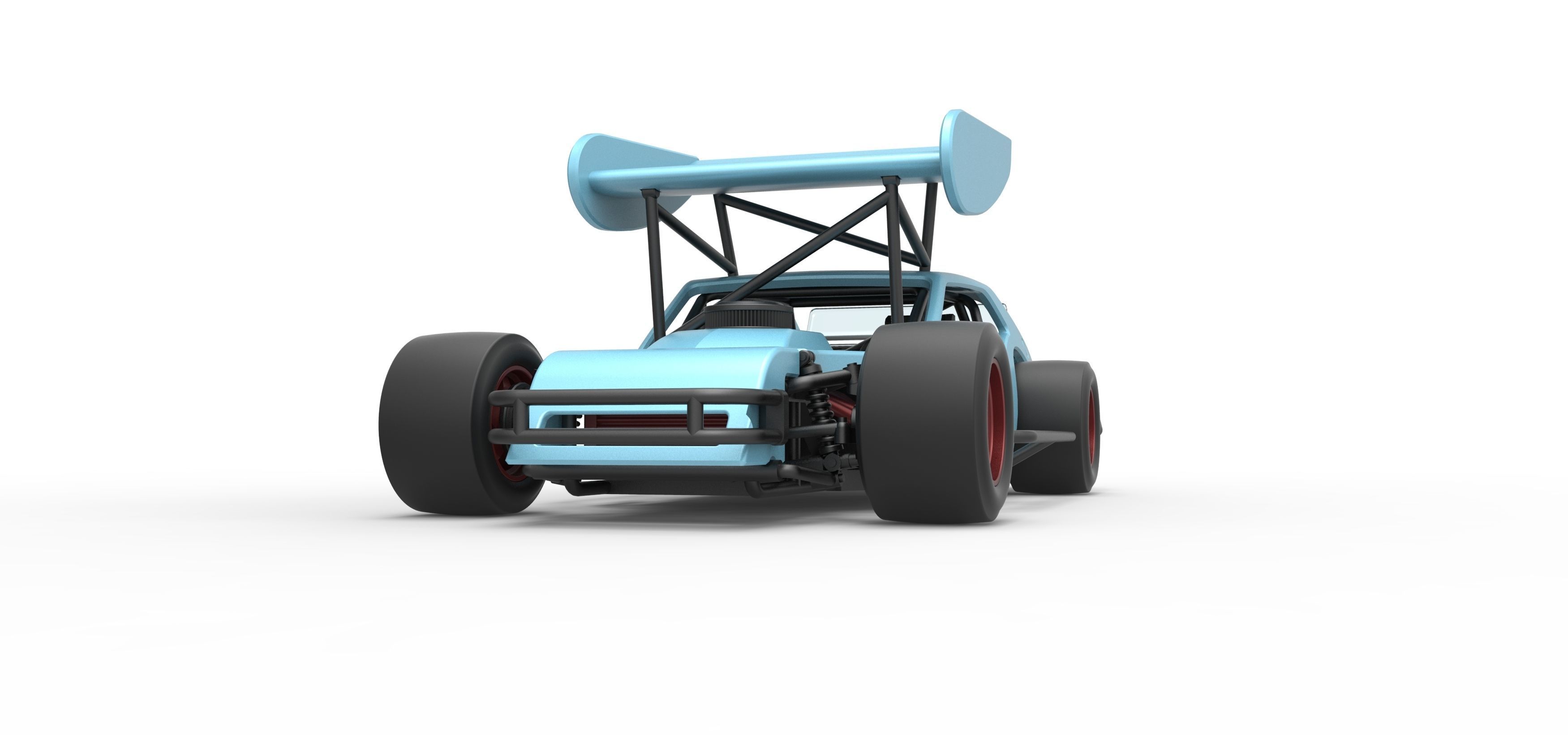 Vintage Asphalt Modified stock car V2 with wing Scale 1 to 25 3D print model_6