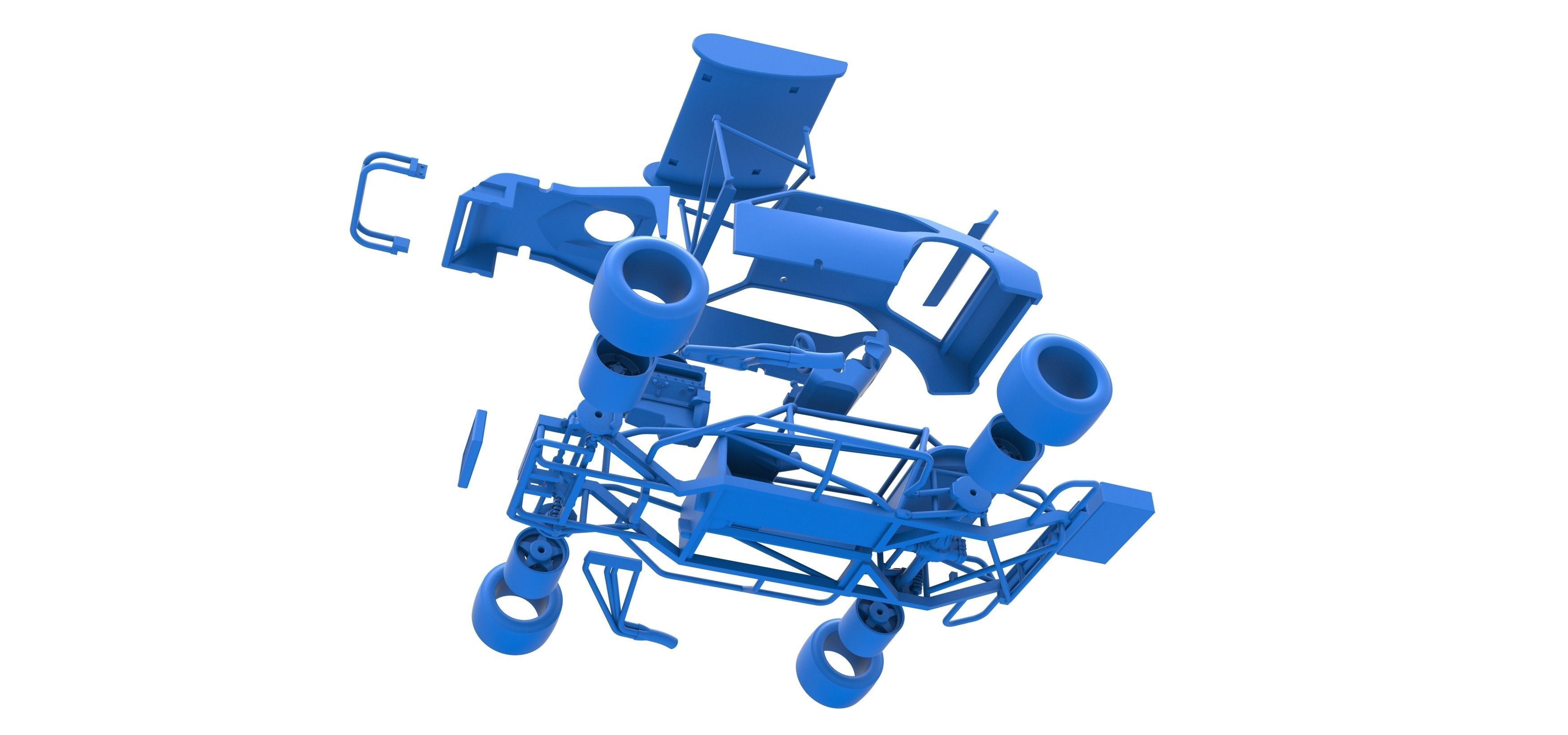 Vintage Asphalt Modified stock car V2 with wing Scale 1 to 25 3D print model_37