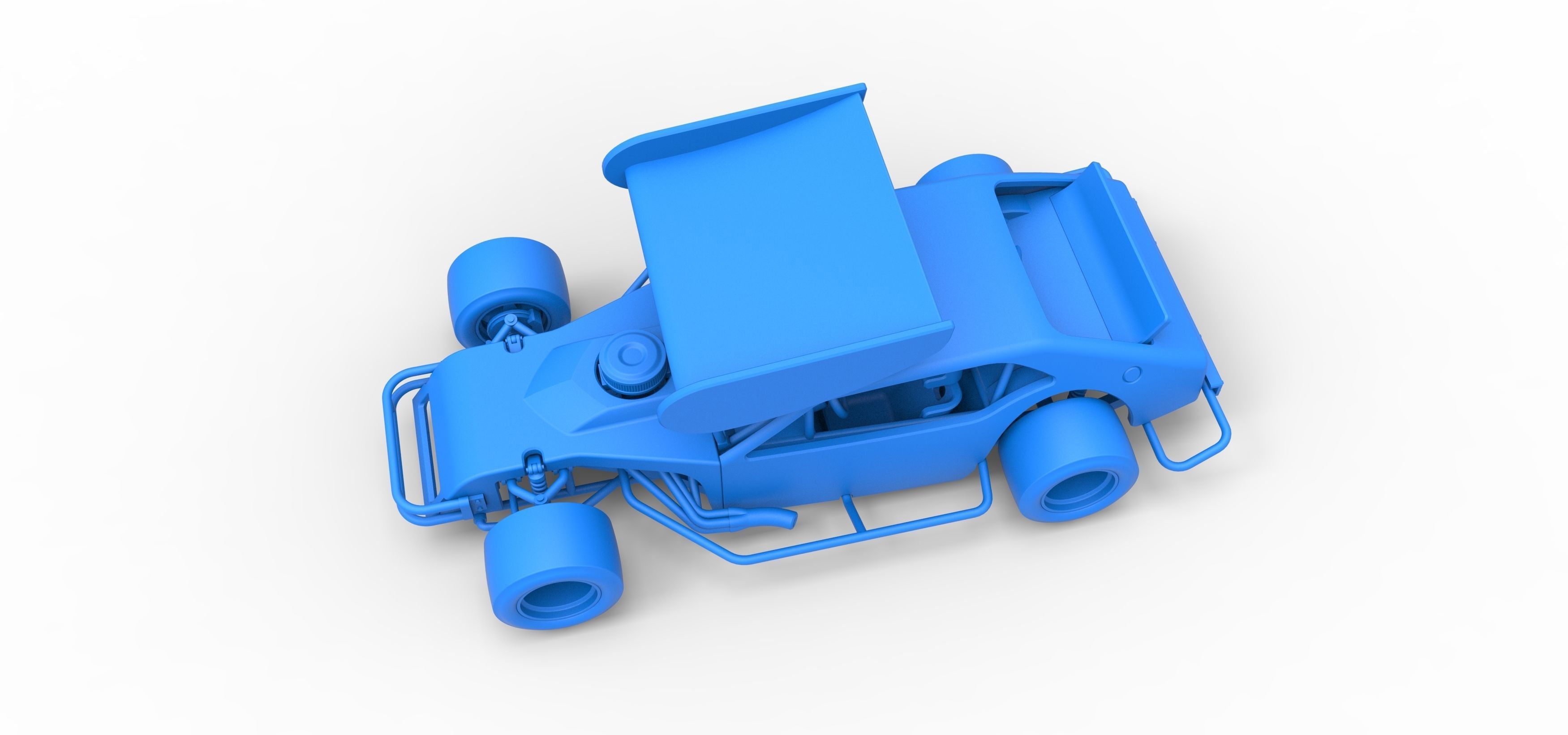 Vintage Asphalt Modified stock car V2 with wing Scale 1 to 25 3D print model_21