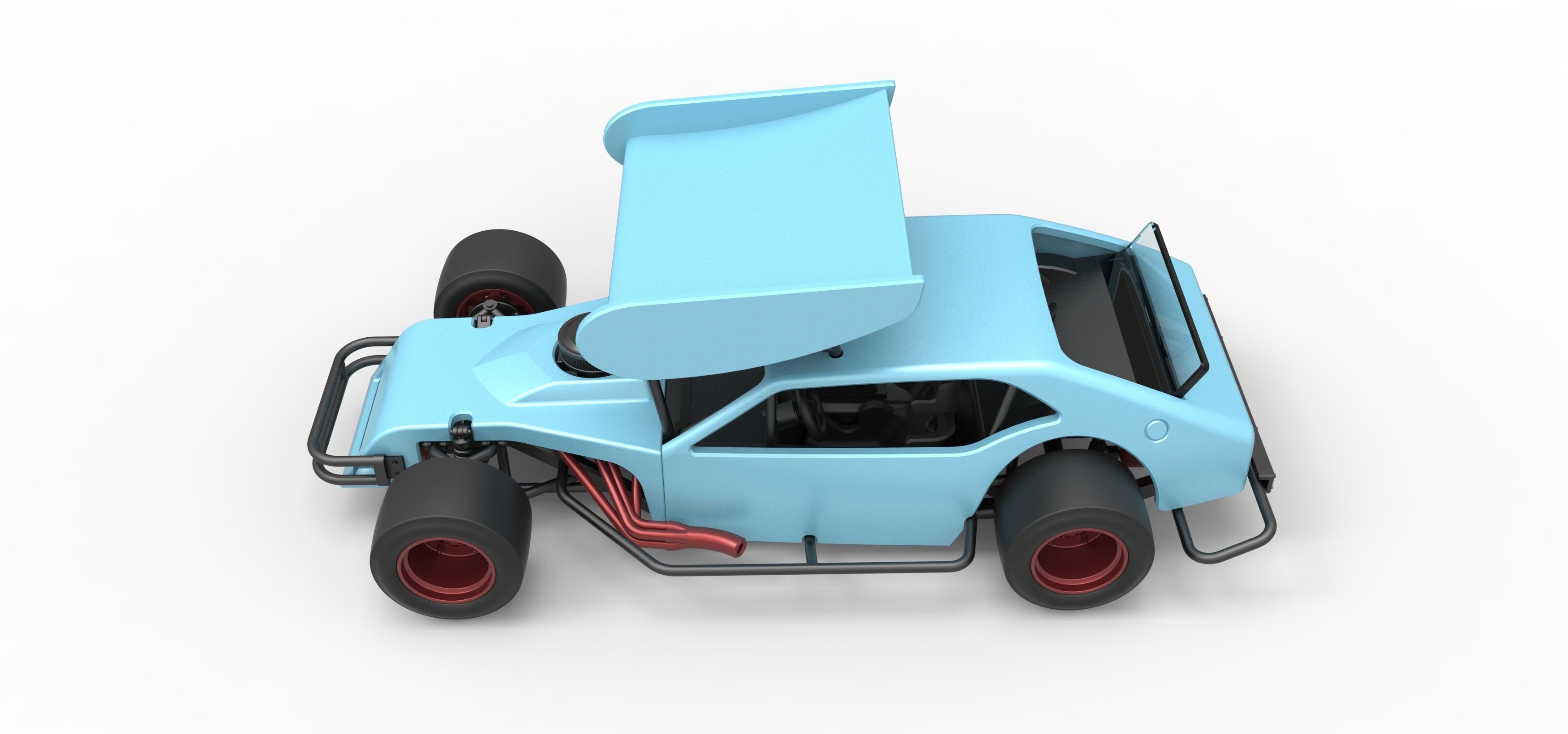 Vintage Asphalt Modified stock car V2 with wing Scale 1 to 25 3D print model_10