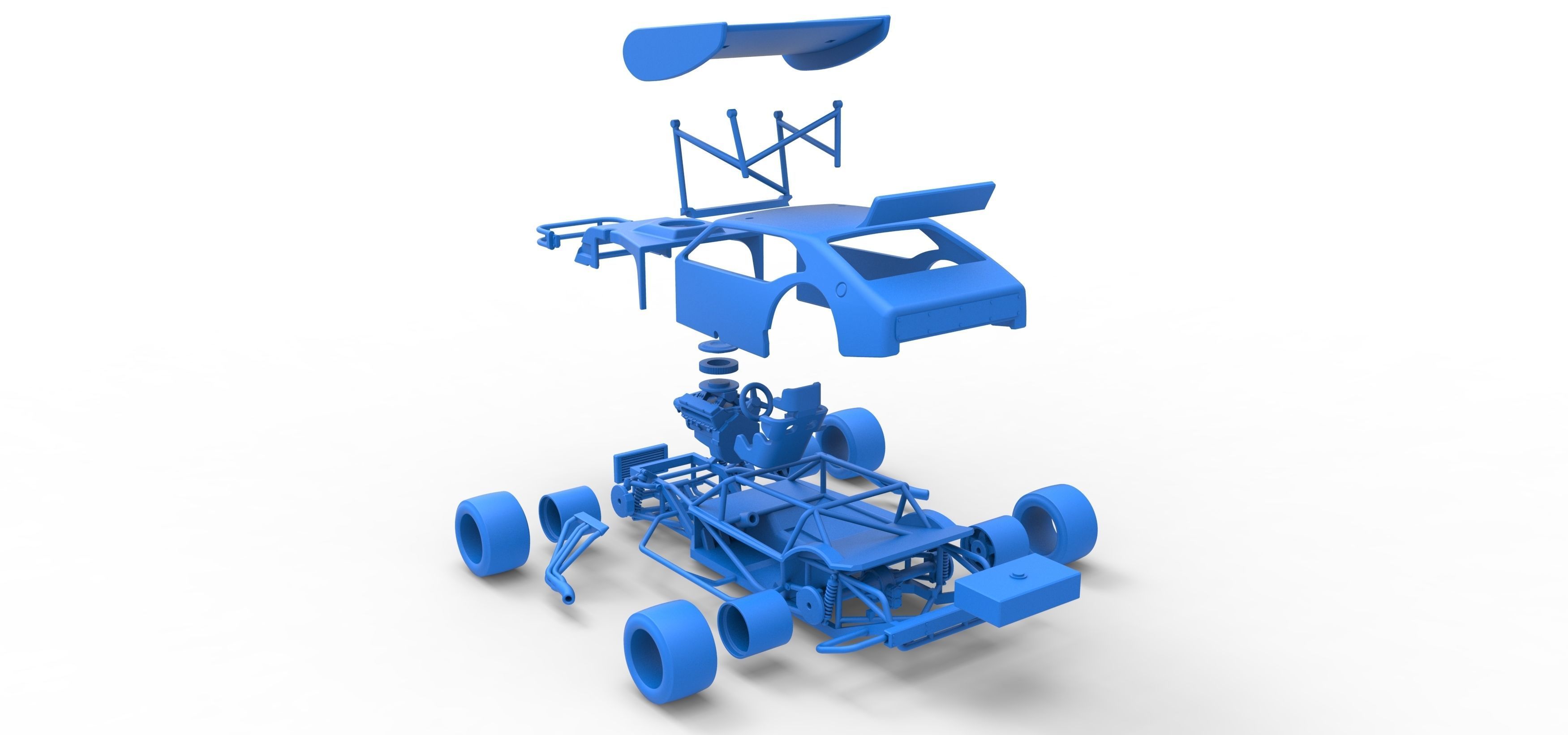 Vintage Asphalt Modified stock car V2 with wing Scale 1 to 25 3D print model_41