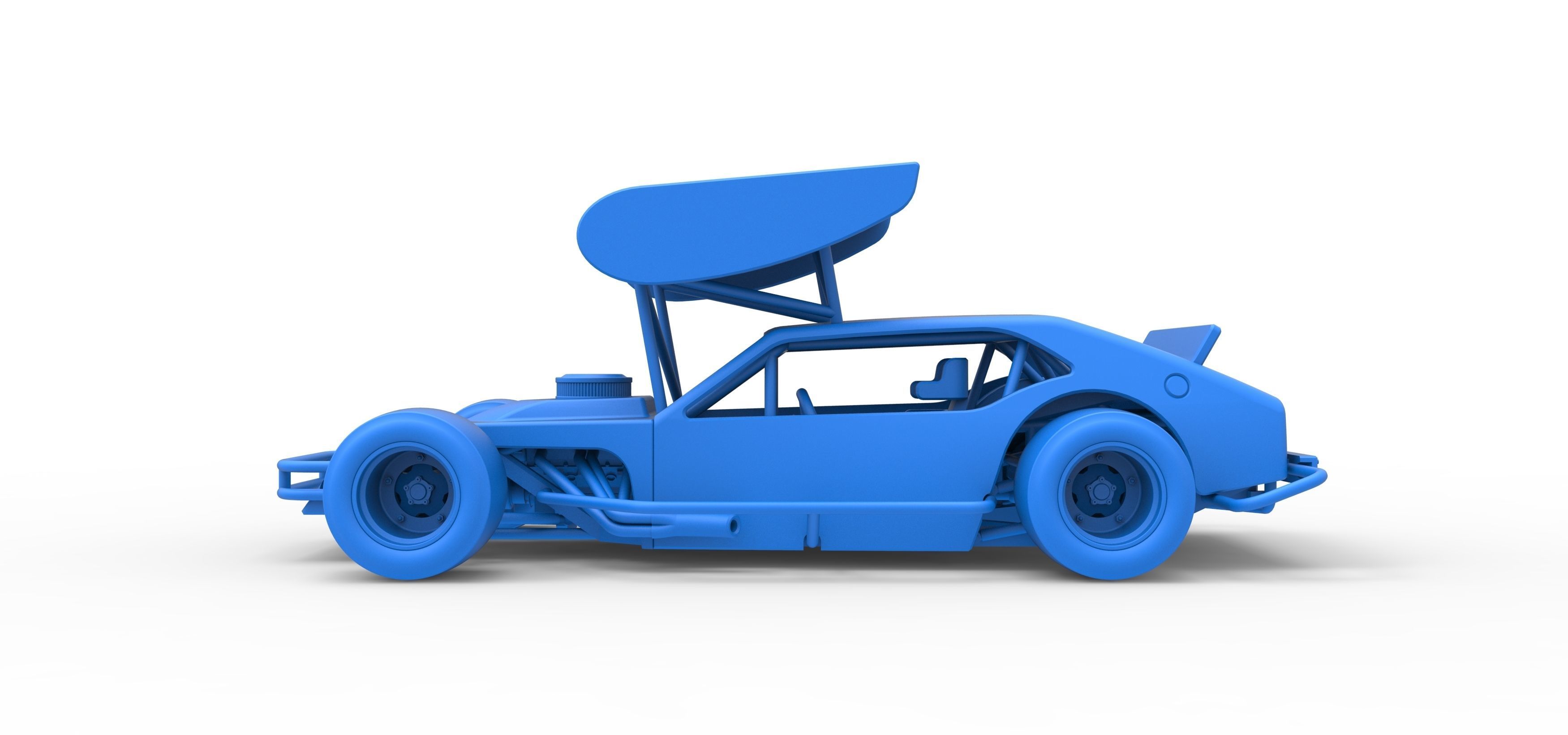 Vintage Asphalt Modified stock car V2 with wing Scale 1 to 25 3D print model_26