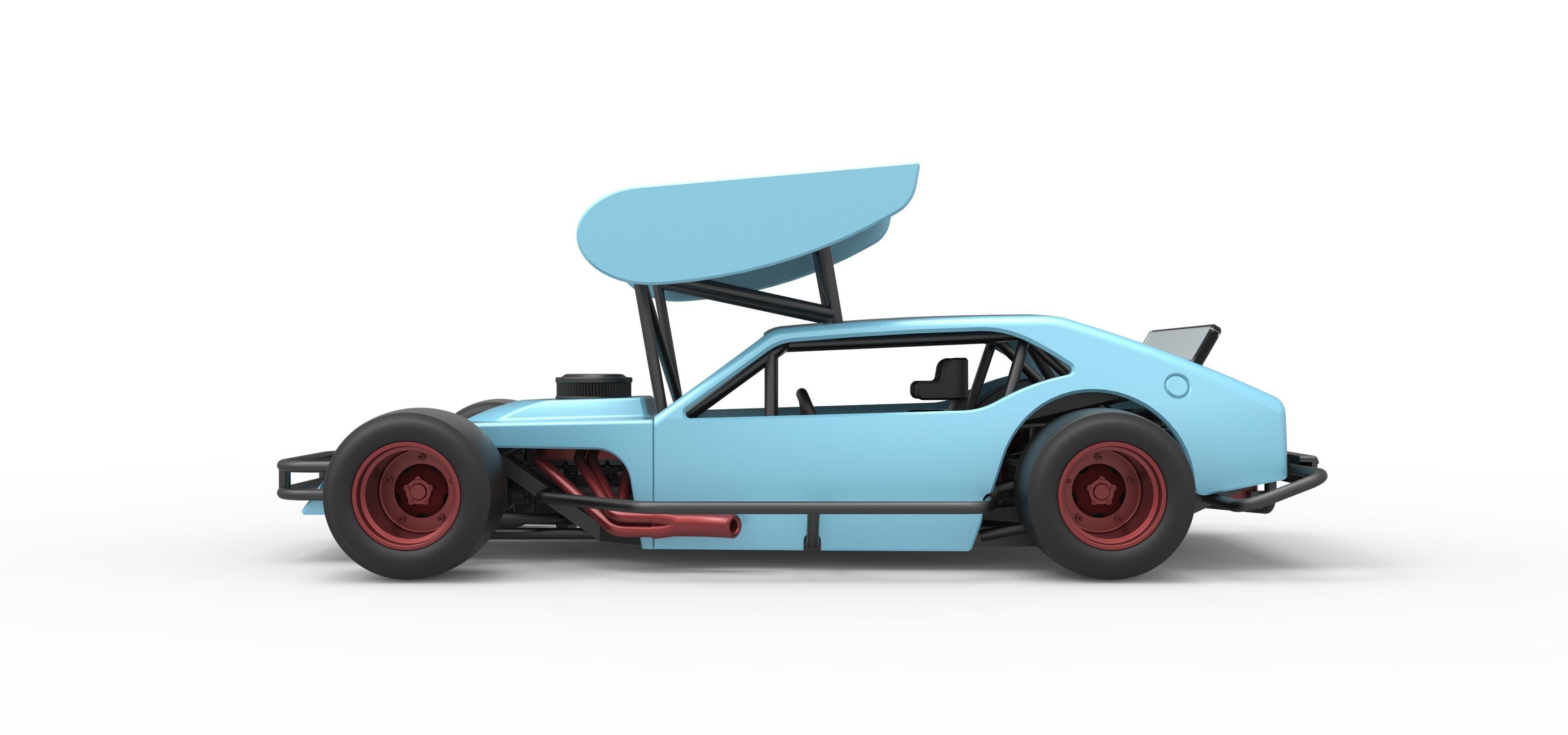 Vintage Asphalt Modified stock car V2 with wing Scale 1 to 25 3D print model_9
