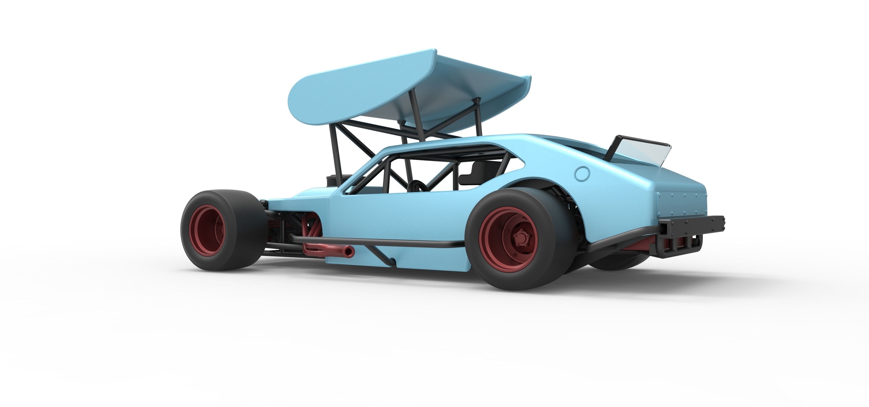 Vintage Asphalt Modified stock car V2 with wing Scale 1 to 25 3D print model_13