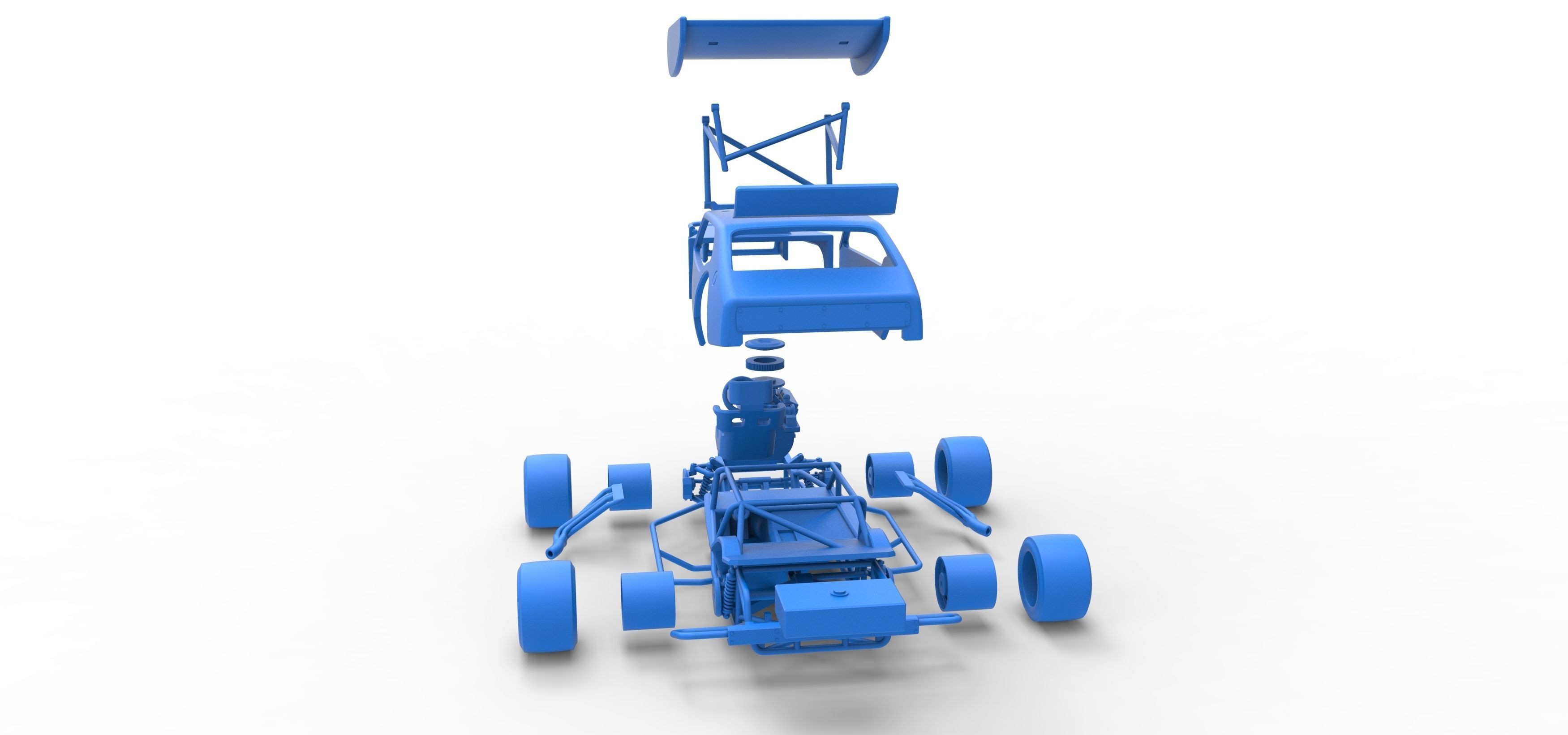 Vintage Asphalt Modified stock car V2 with wing Scale 1 to 25 3D print model_42