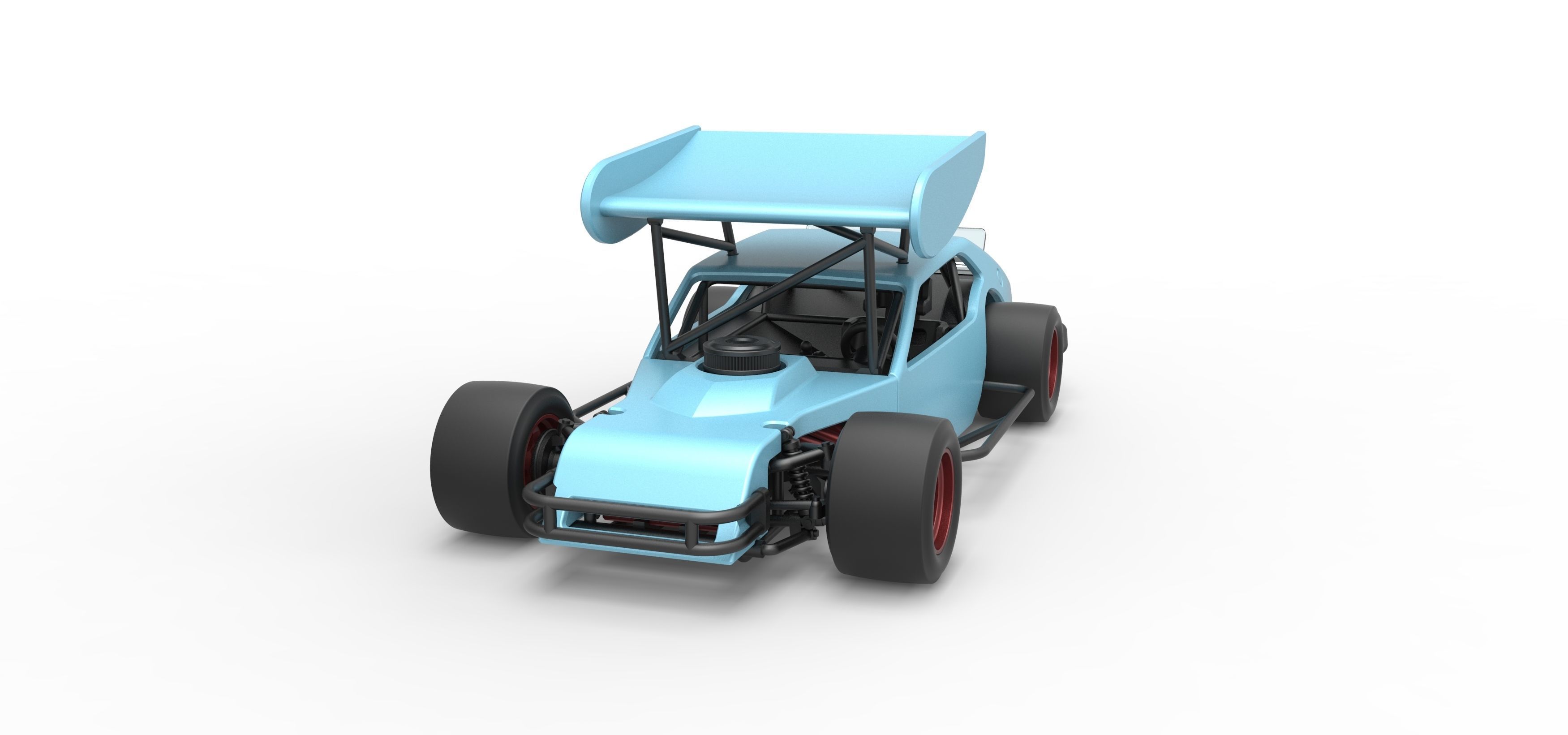 Vintage Asphalt Modified stock car V2 with wing Scale 1 to 25 3D print model_5