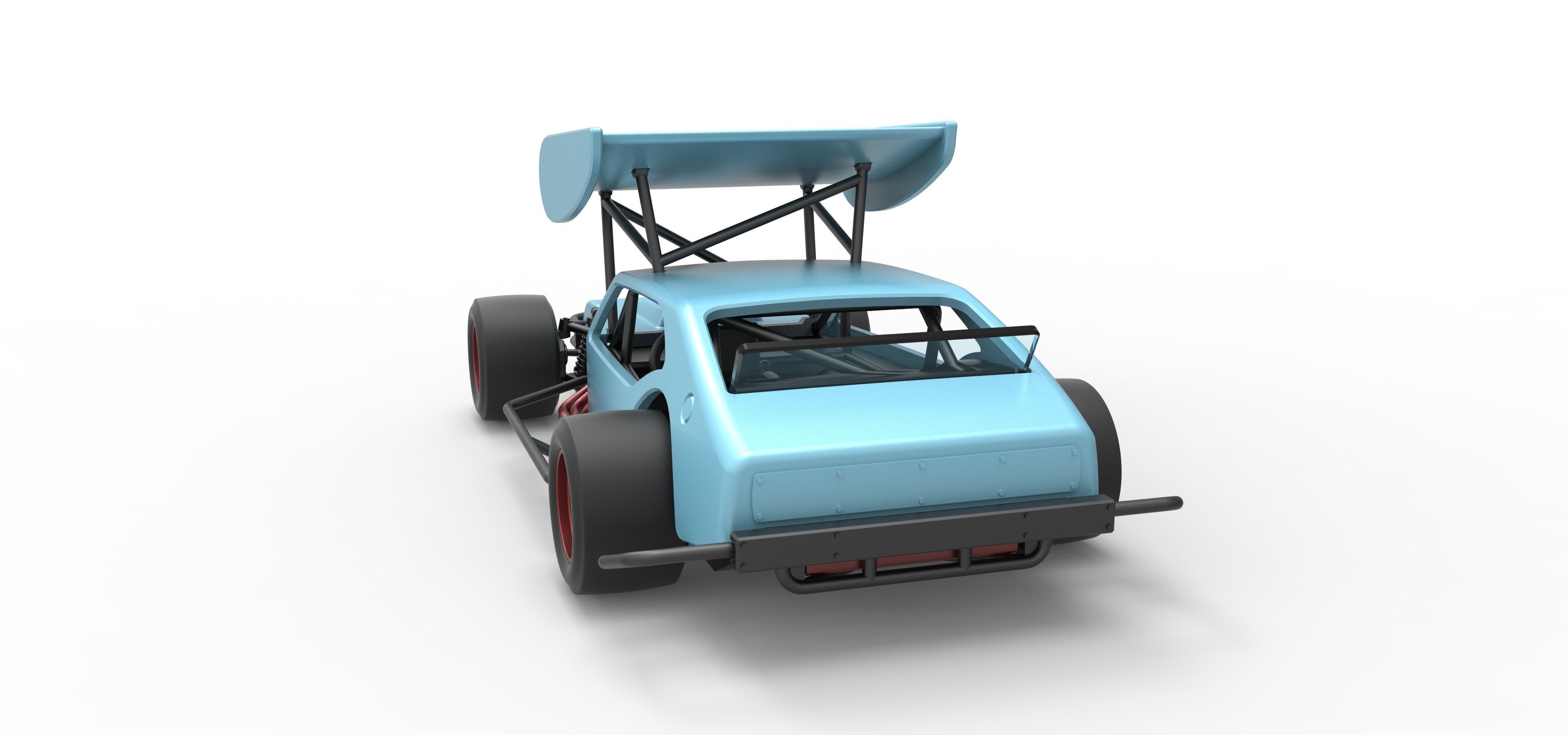 Vintage Asphalt Modified stock car V2 with wing Scale 1 to 25 3D print model_14