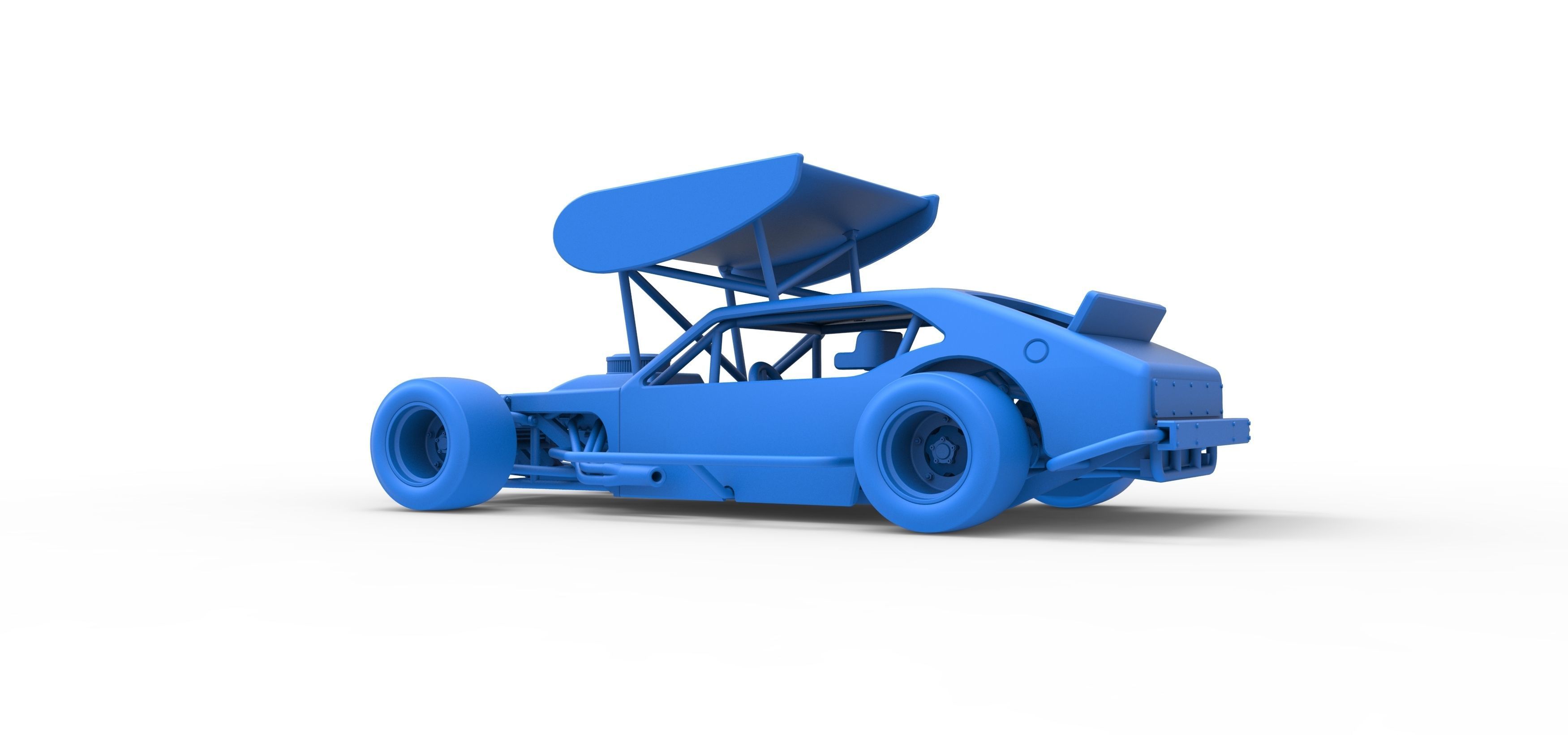 Vintage Asphalt Modified stock car V2 with wing Scale 1 to 25 3D print model_30