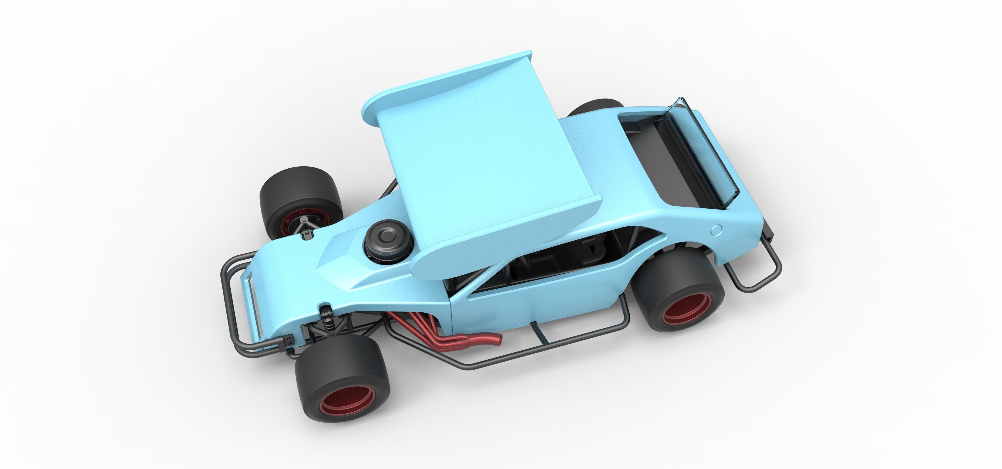 Vintage Asphalt Modified stock car V2 with wing Scale 1 to 25 3D print model_4