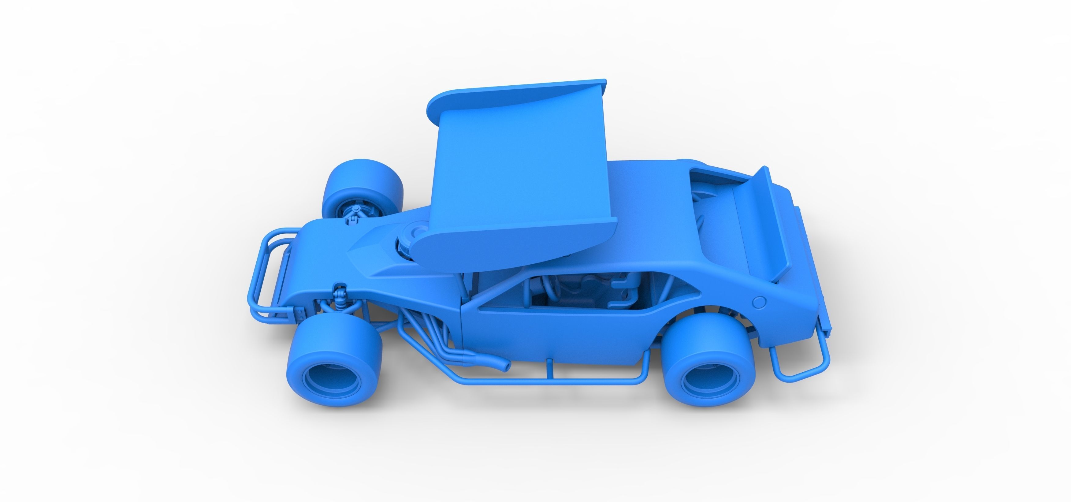 Vintage Asphalt Modified stock car V2 with wing Scale 1 to 25 3D print model_27