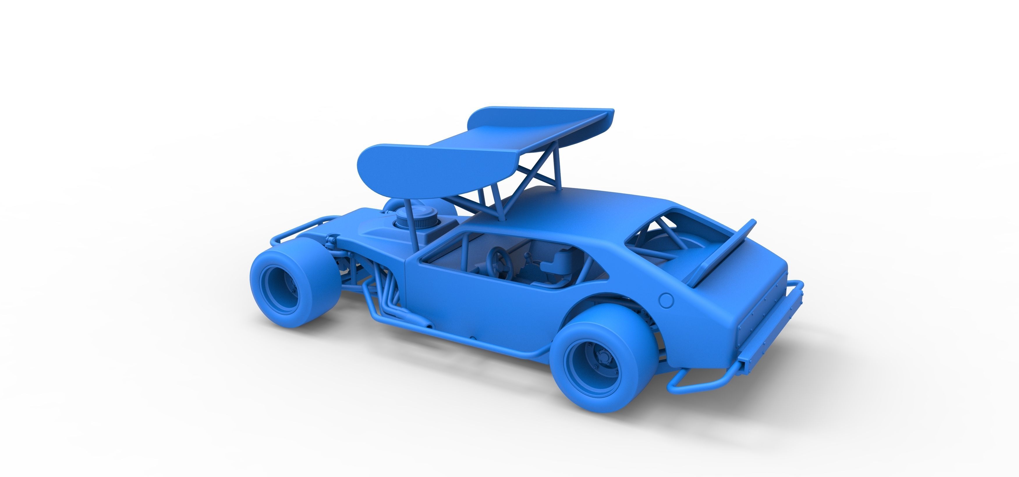 Vintage Asphalt Modified stock car V2 with wing Scale 1 to 25 3D print model_29
