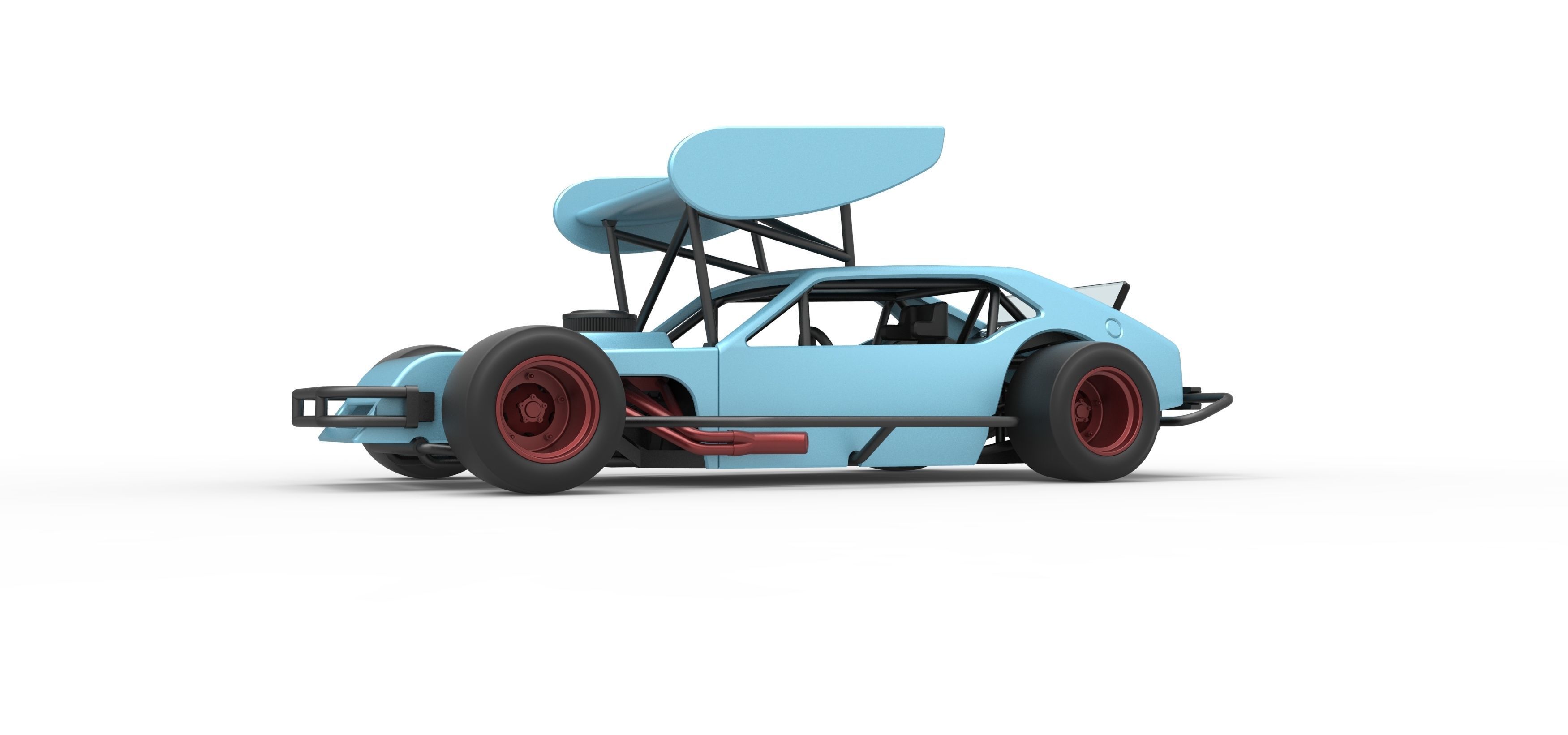 Vintage Asphalt Modified stock car V2 with wing Scale 1 to 25 3D print model_2
