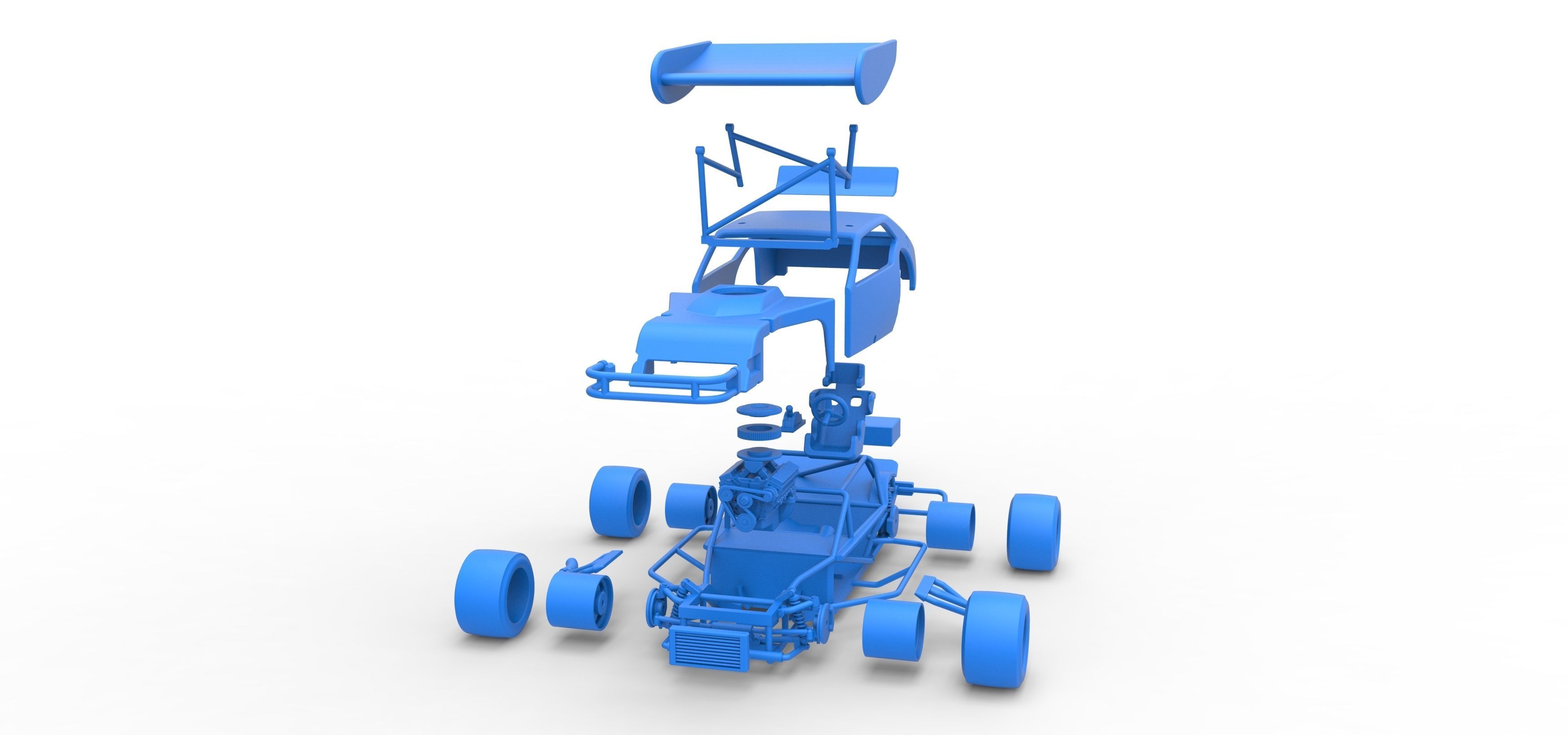 Vintage Asphalt Modified stock car V2 with wing Scale 1 to 25 3D print model_38