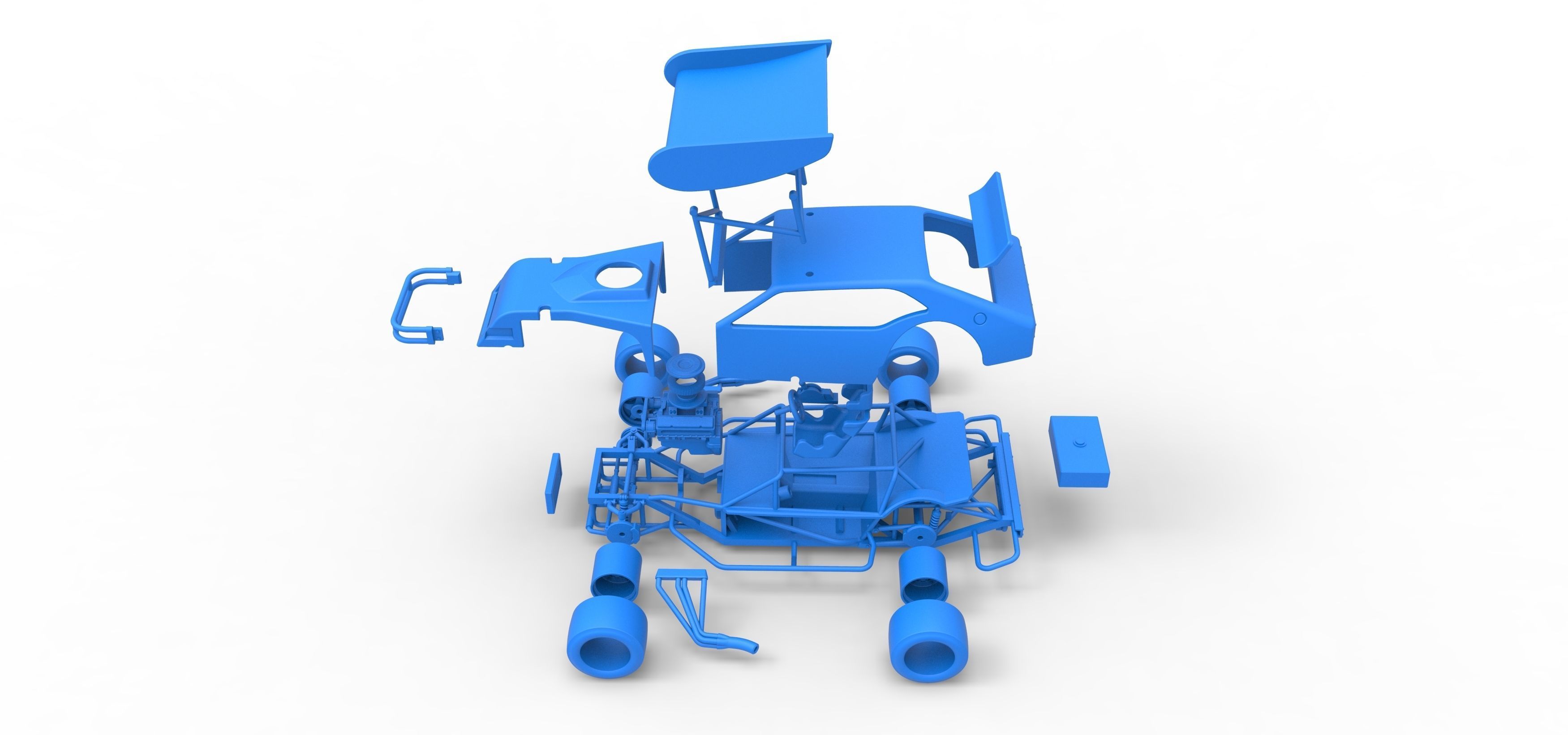 Vintage Asphalt Modified stock car V2 with wing Scale 1 to 25 3D print model_40