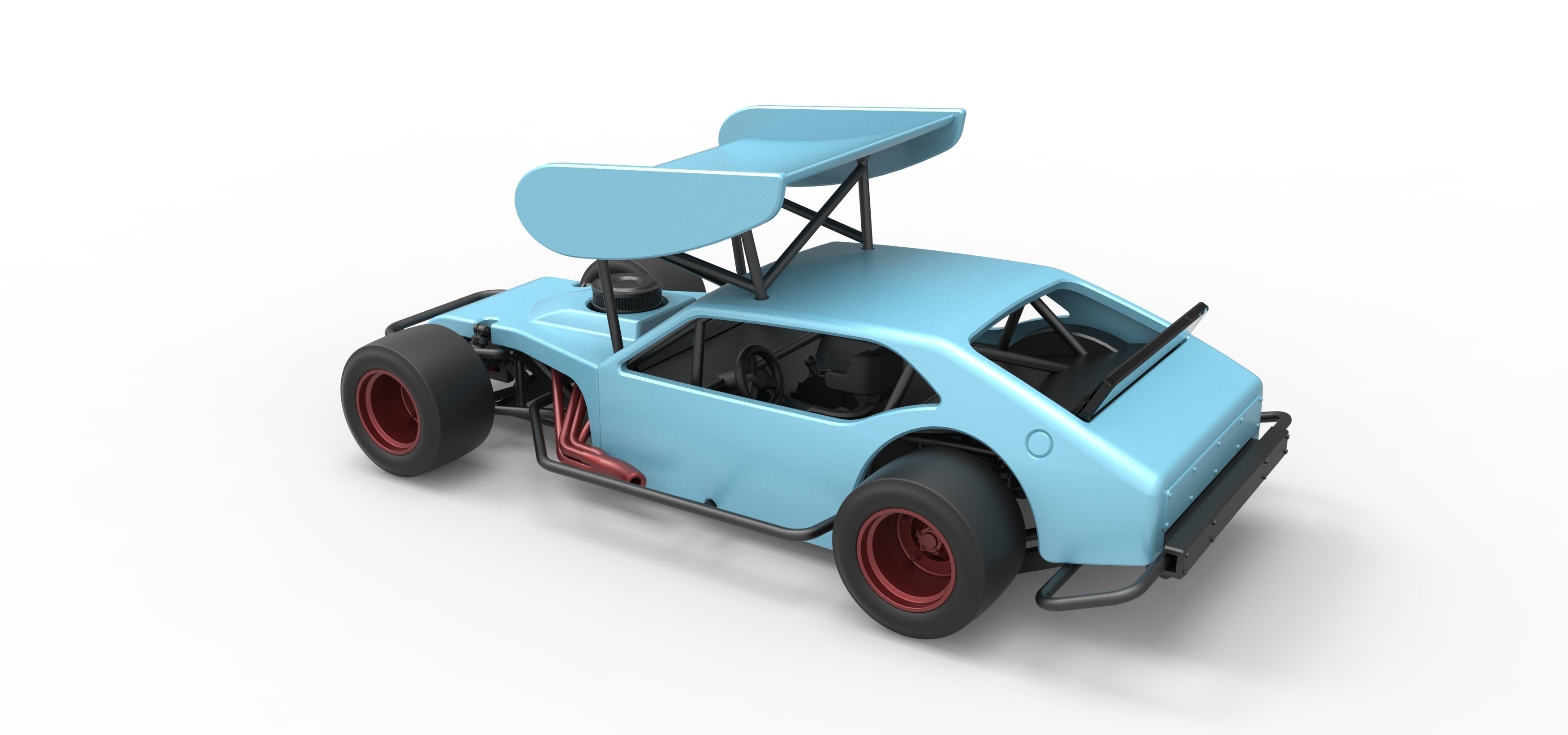 Vintage Asphalt Modified stock car V2 with wing Scale 1 to 25 3D print model_12