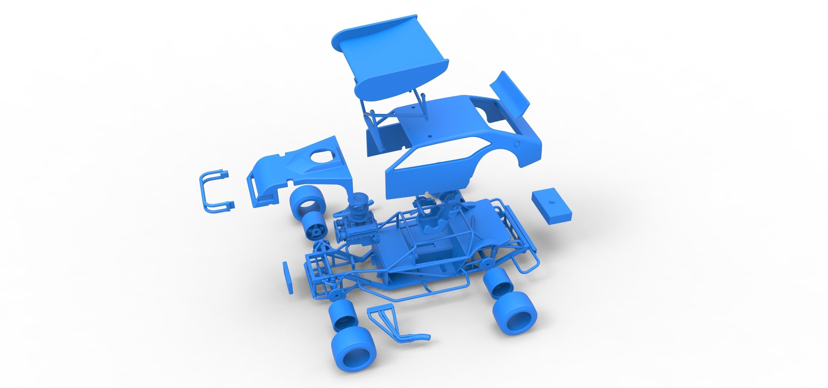 Vintage Asphalt Modified stock car V2 with wing Scale 1 to 25 3D print model_36