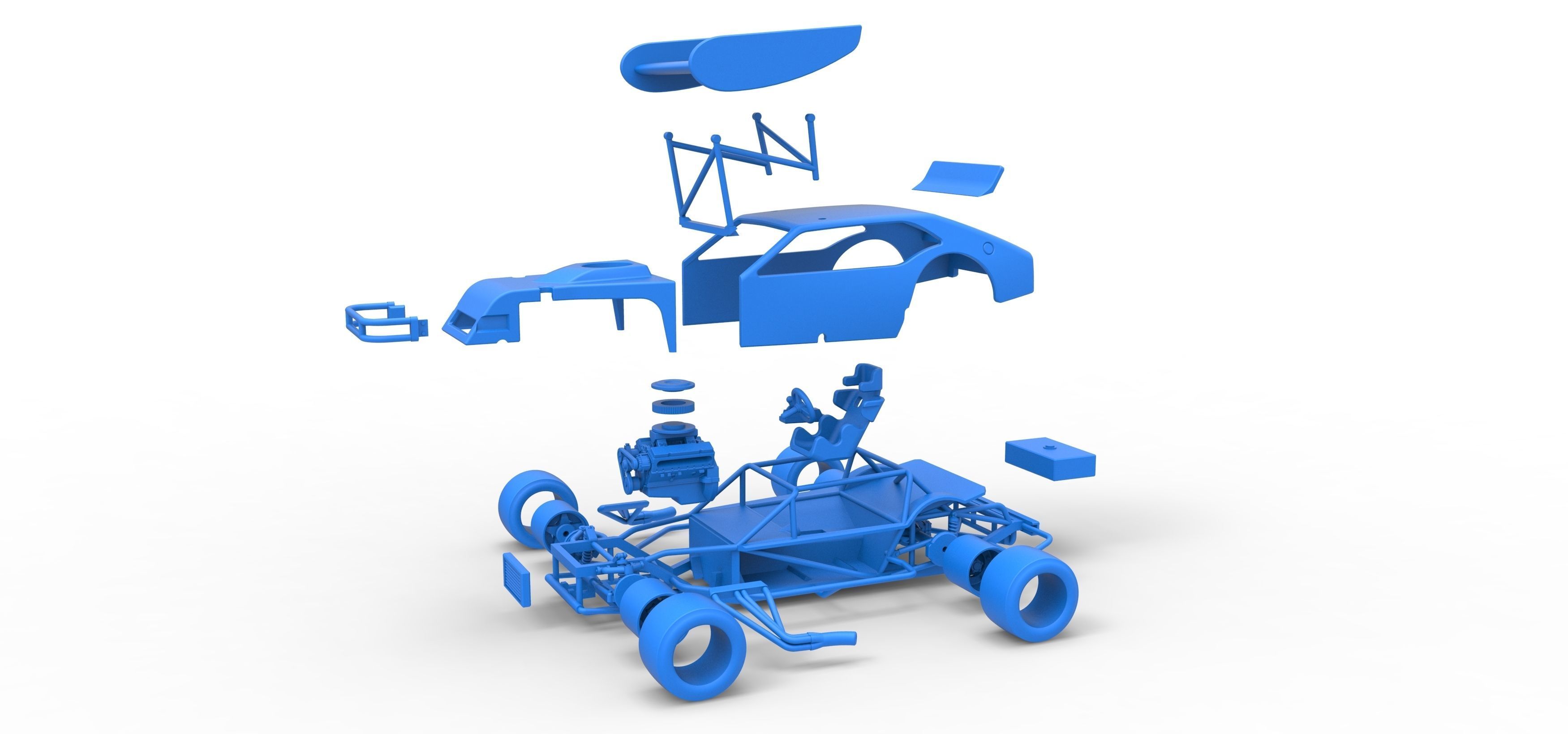 Vintage Asphalt Modified stock car V2 with wing Scale 1 to 25 3D print model_35