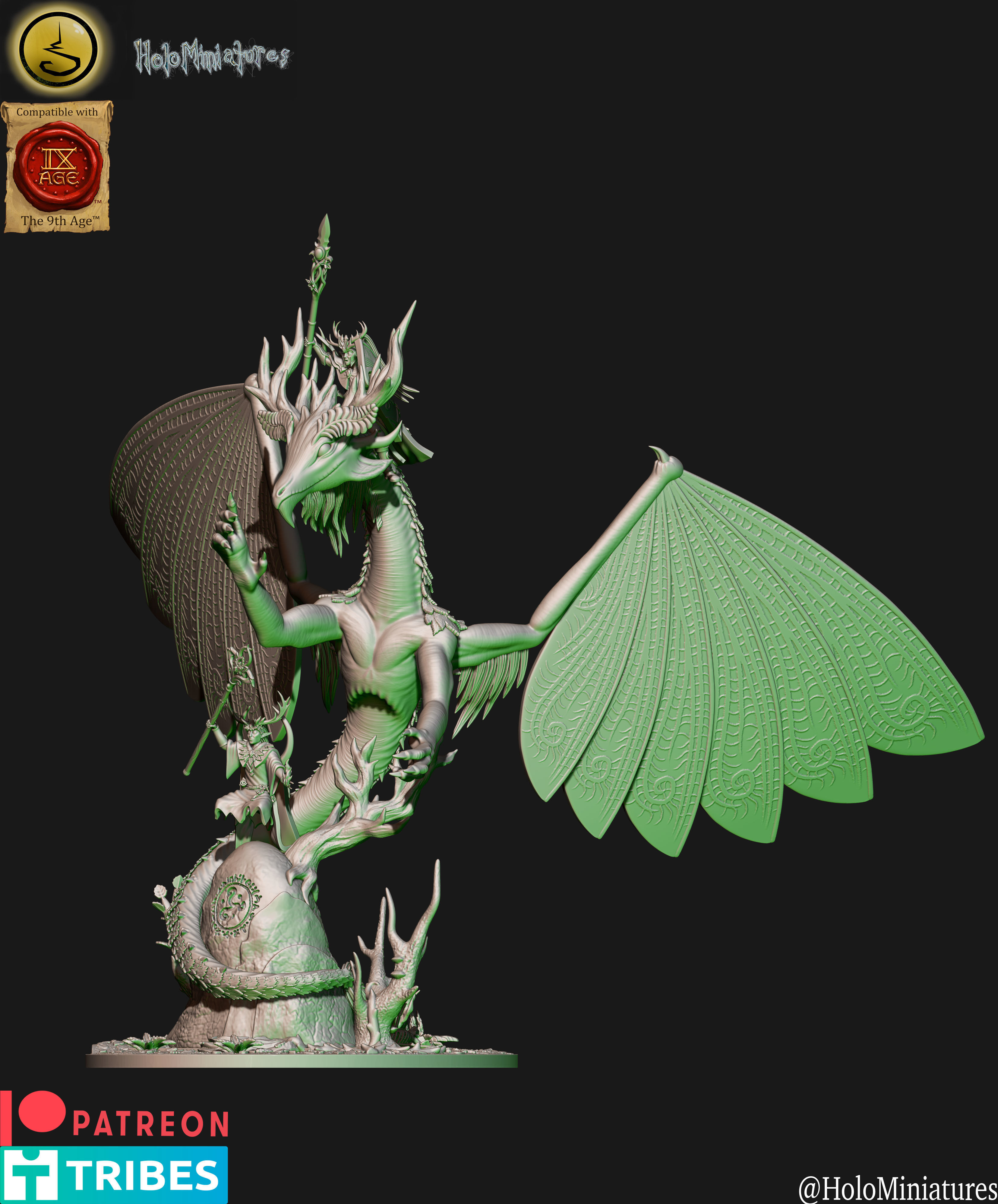 Wood Elves faerie dragon and even twins 3D print model_1